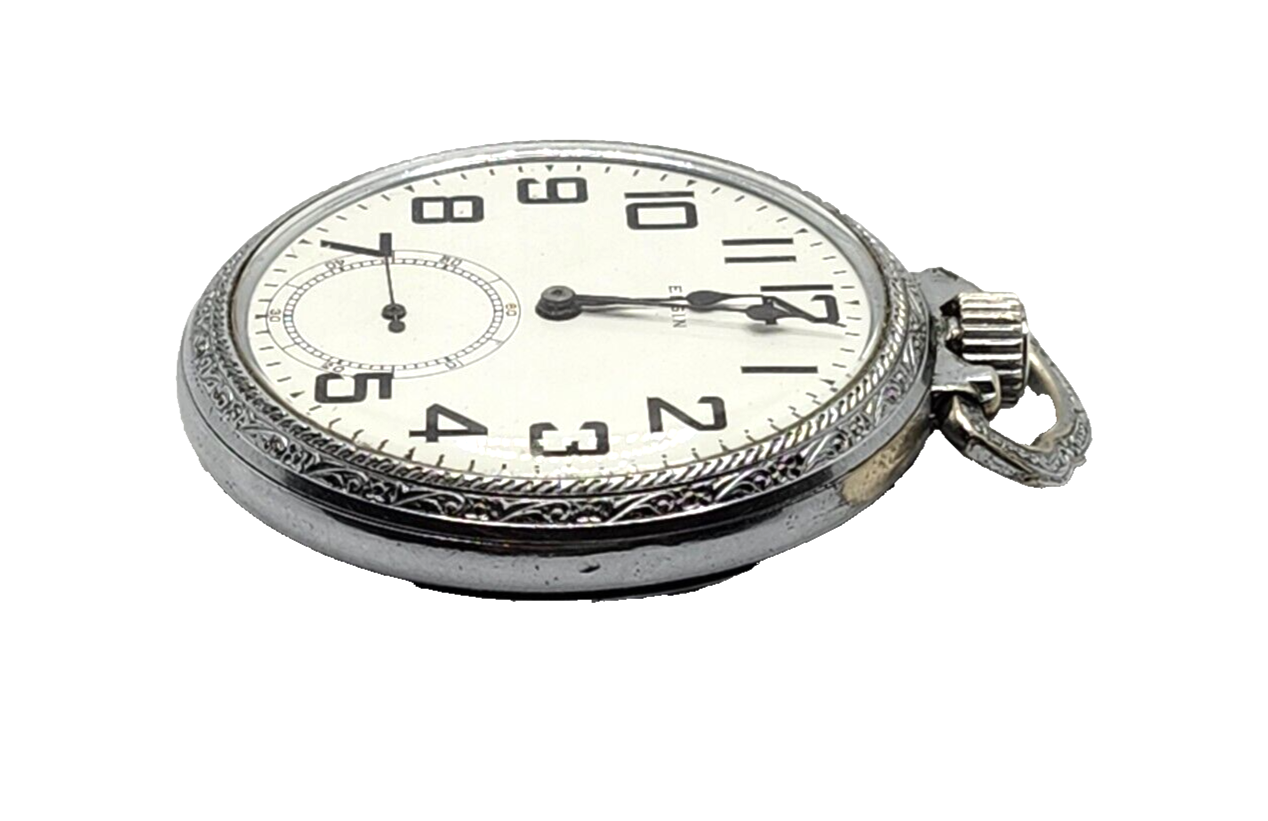 Antique Elgin 15j Pocket Watch 16s Grade 313 Model 7 w/ Train on Case image 3