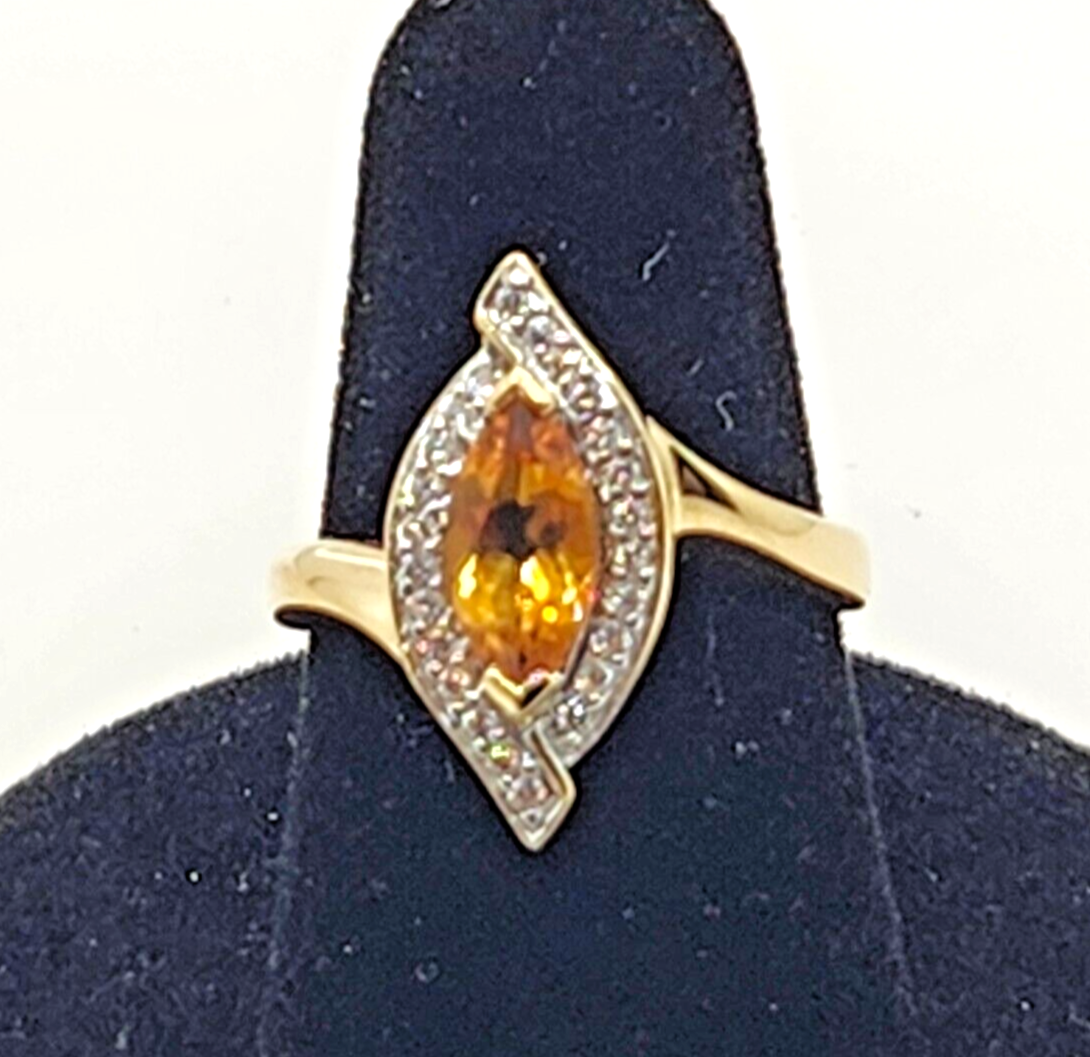 1ct Citrine & Diamond 14k Yellow Gold Ring image 1