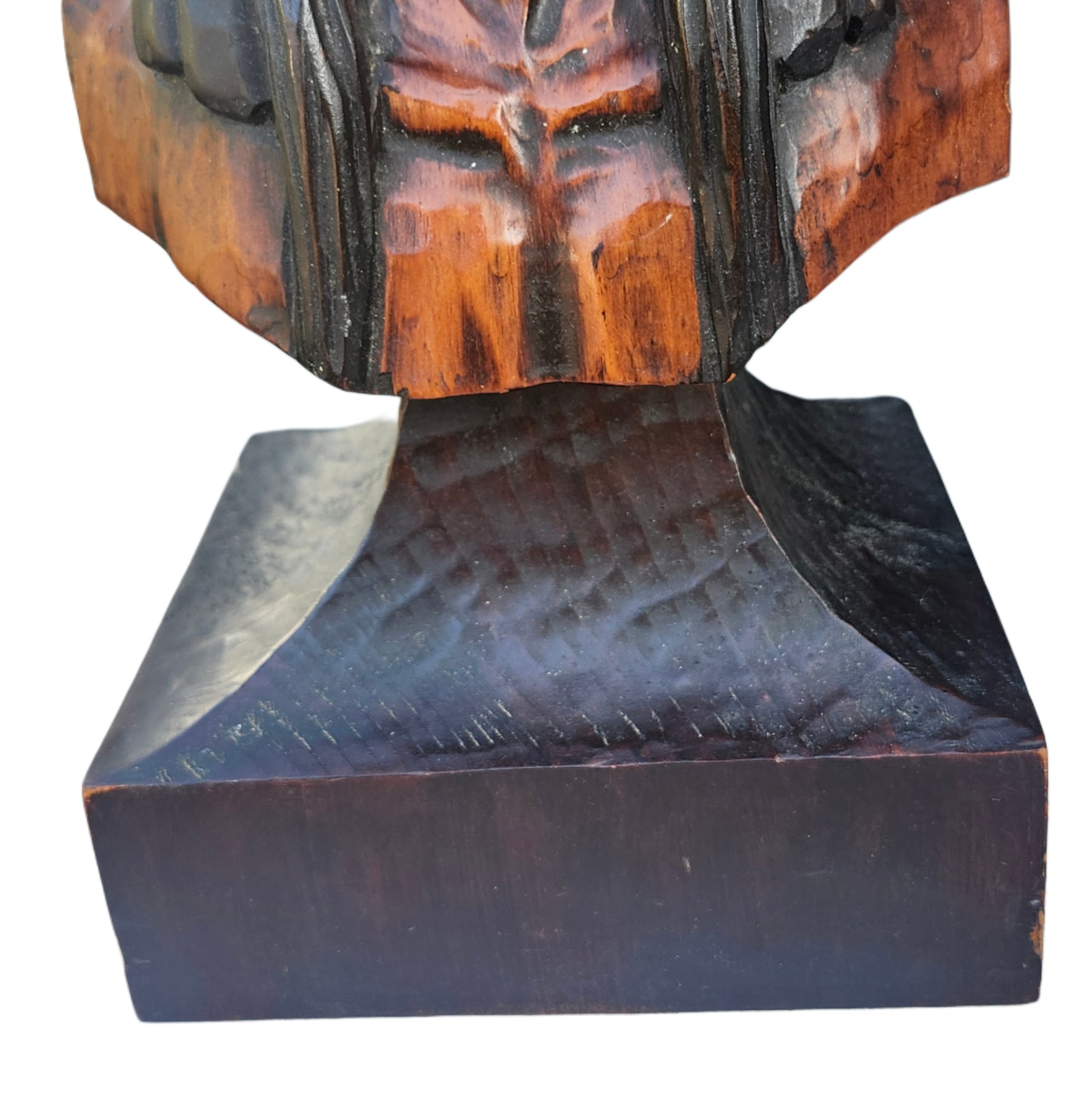 Vintage Hand Carved Native American Indian Head  Bust Wood Statue by Ed Boggis image 2