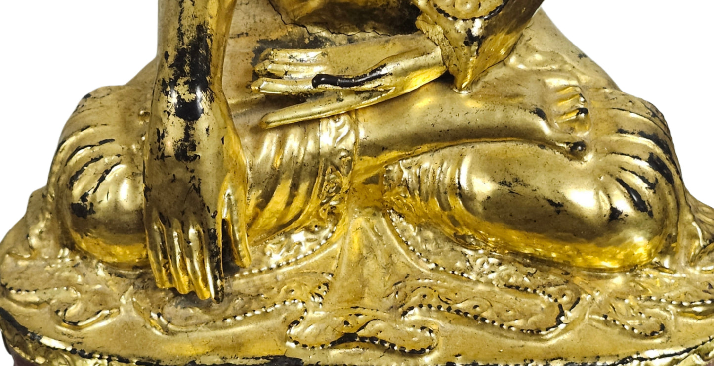 Antique 19th Century Burmese Wooden Sculpture of Mandalay Buddha Statue image 4