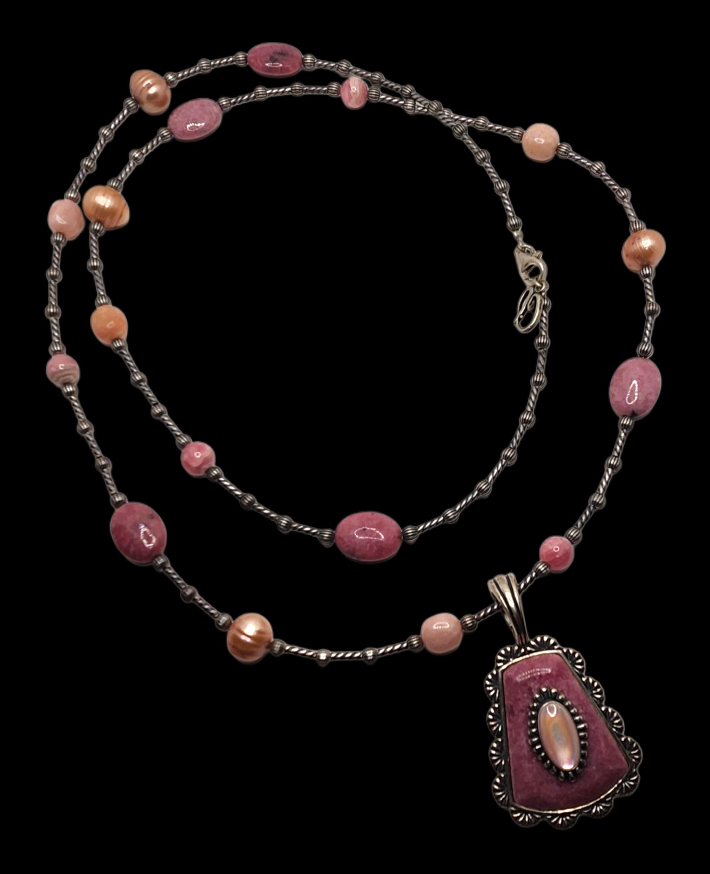 Carolyn Pollack Relios Sterling Silver & Rhodolite Pink Necklace w/ Enhancer image 1