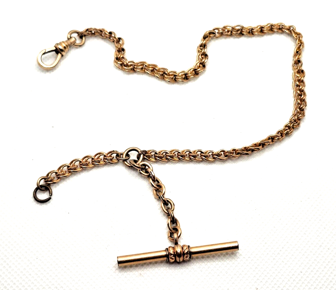 Antique Victorian RFS & Co Rose Gold Filled Pocket Watch Fob Chain w/ T-bar image 1