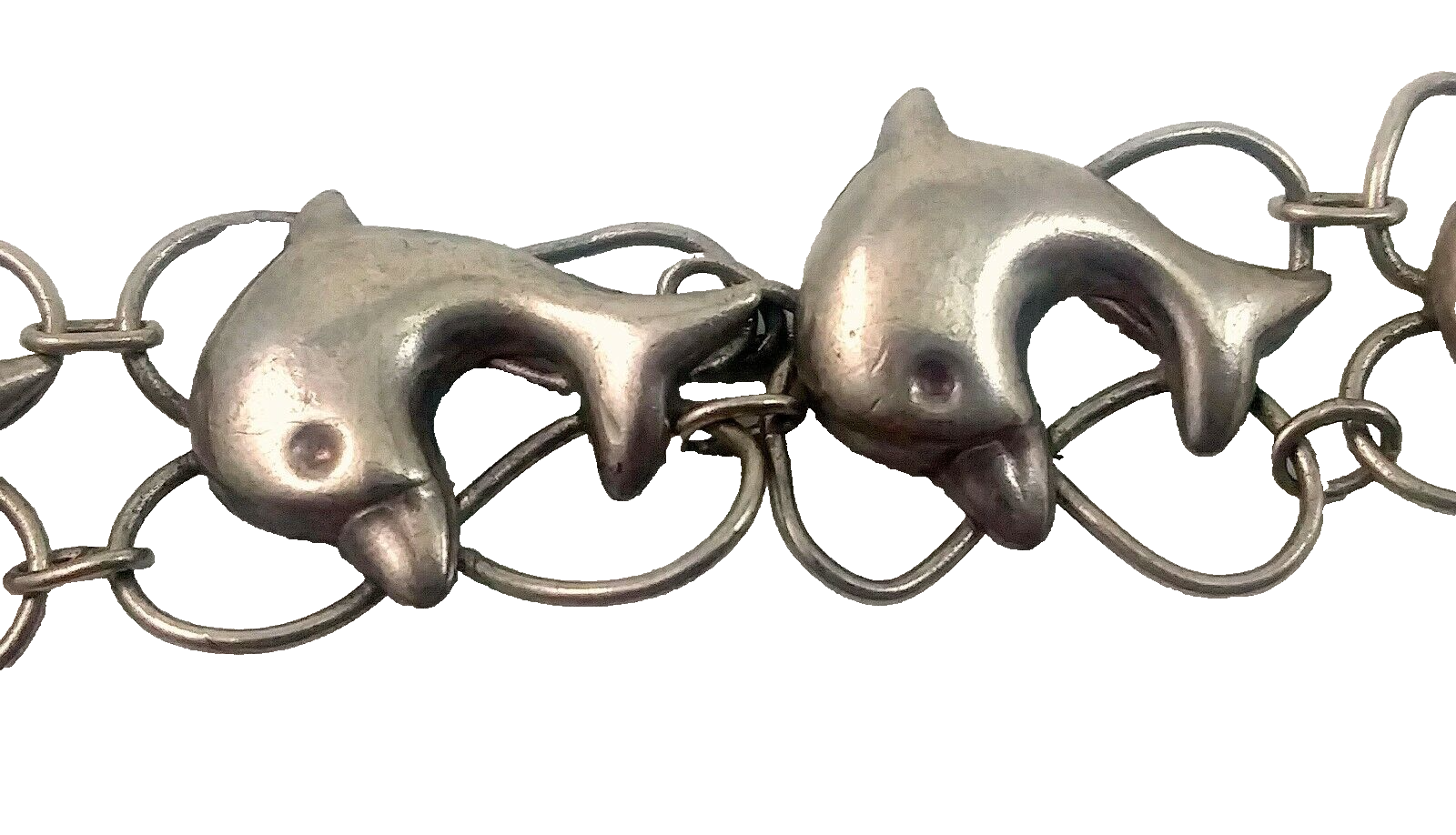 Gorgeous Sterling Silver Dolphin Link Bracelet 7.25" Long image 3