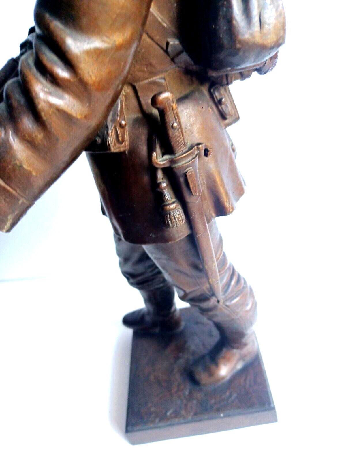 Antique Early 20th Century WWI German Soldier Bronze Sculpture Statue Signed image 8