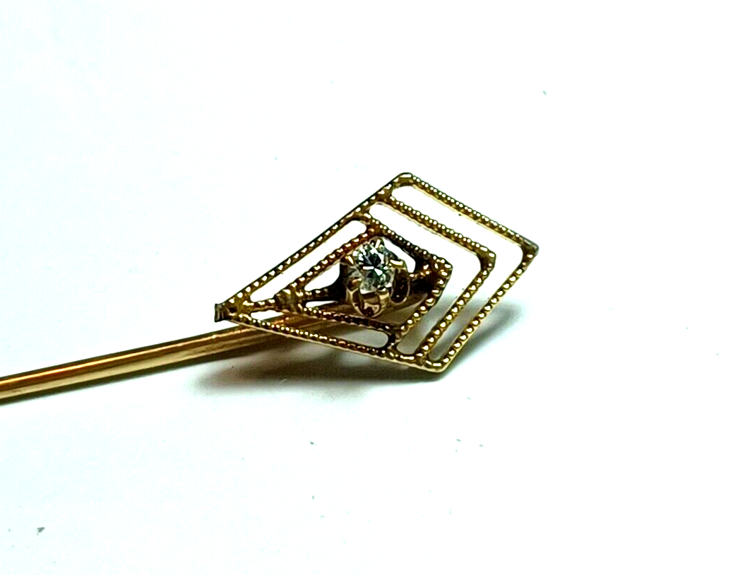 Antique Diamond & 14K Yellow Gold Kite Shaped Stick Pin image 1