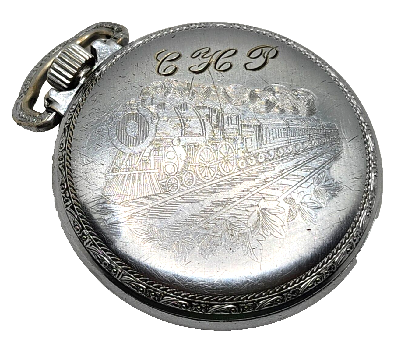 Antique Elgin 15j Pocket Watch 16s Grade 313 Model 7 w/ Train on Case image 6