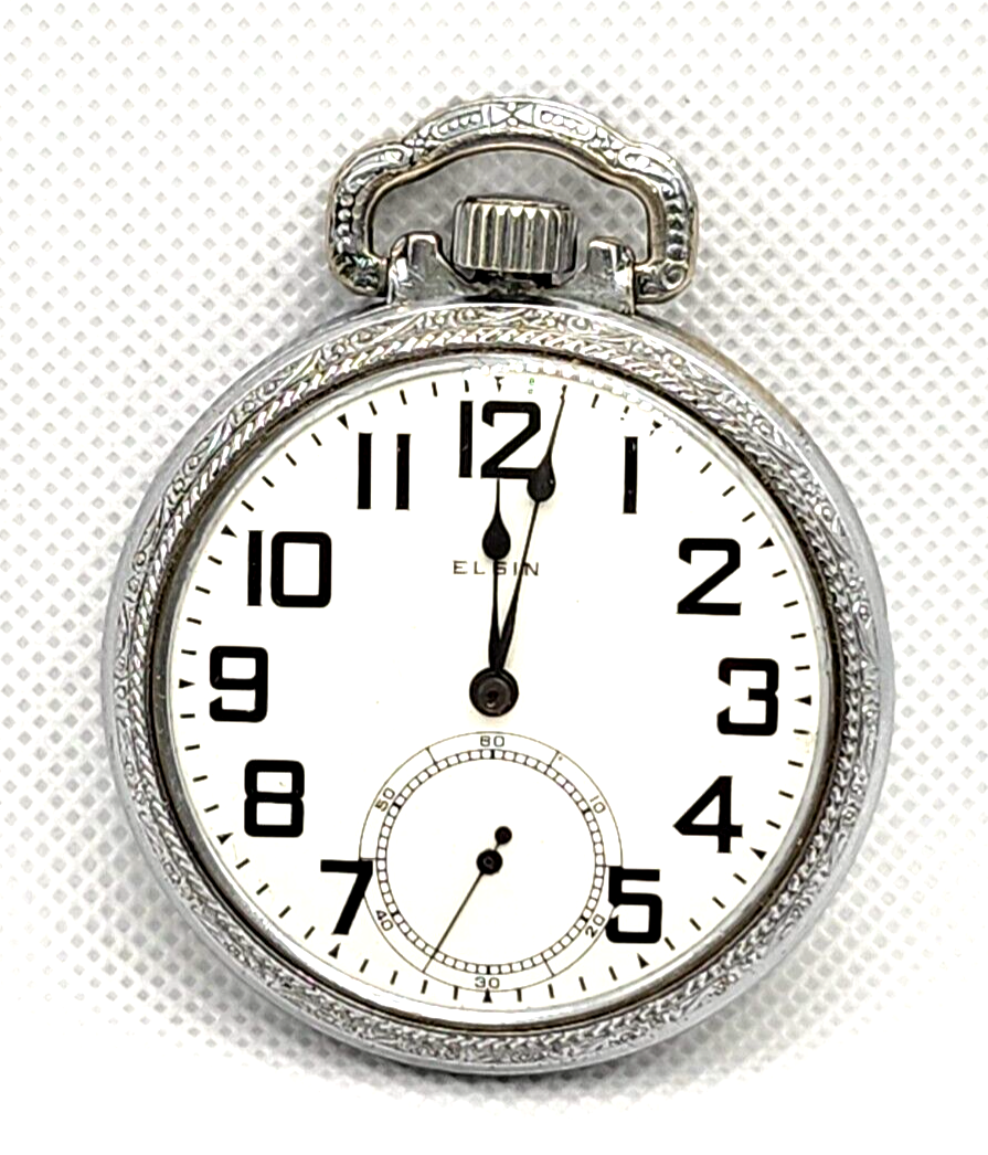 Antique Elgin 15j Pocket Watch 16s Grade 313 Model 7 w/ Train on Case image 1