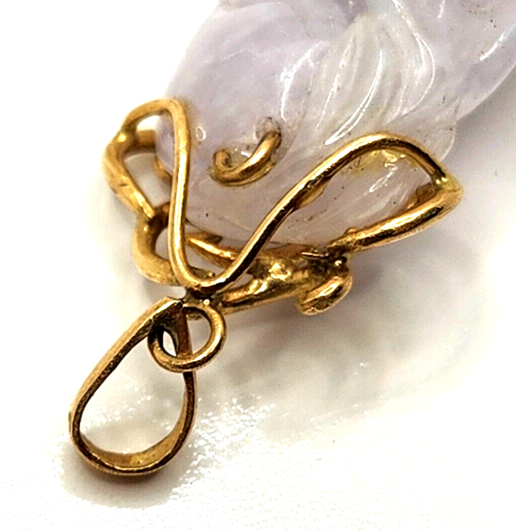 Antique Chinese Carved Purple Jade & 14k Yellow Gold Pendant image 9