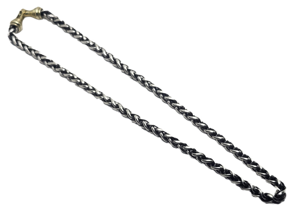 Vintage David Yurman 18" Sterling Silver Wheat Necklace with 14K Gold Clasp image 1