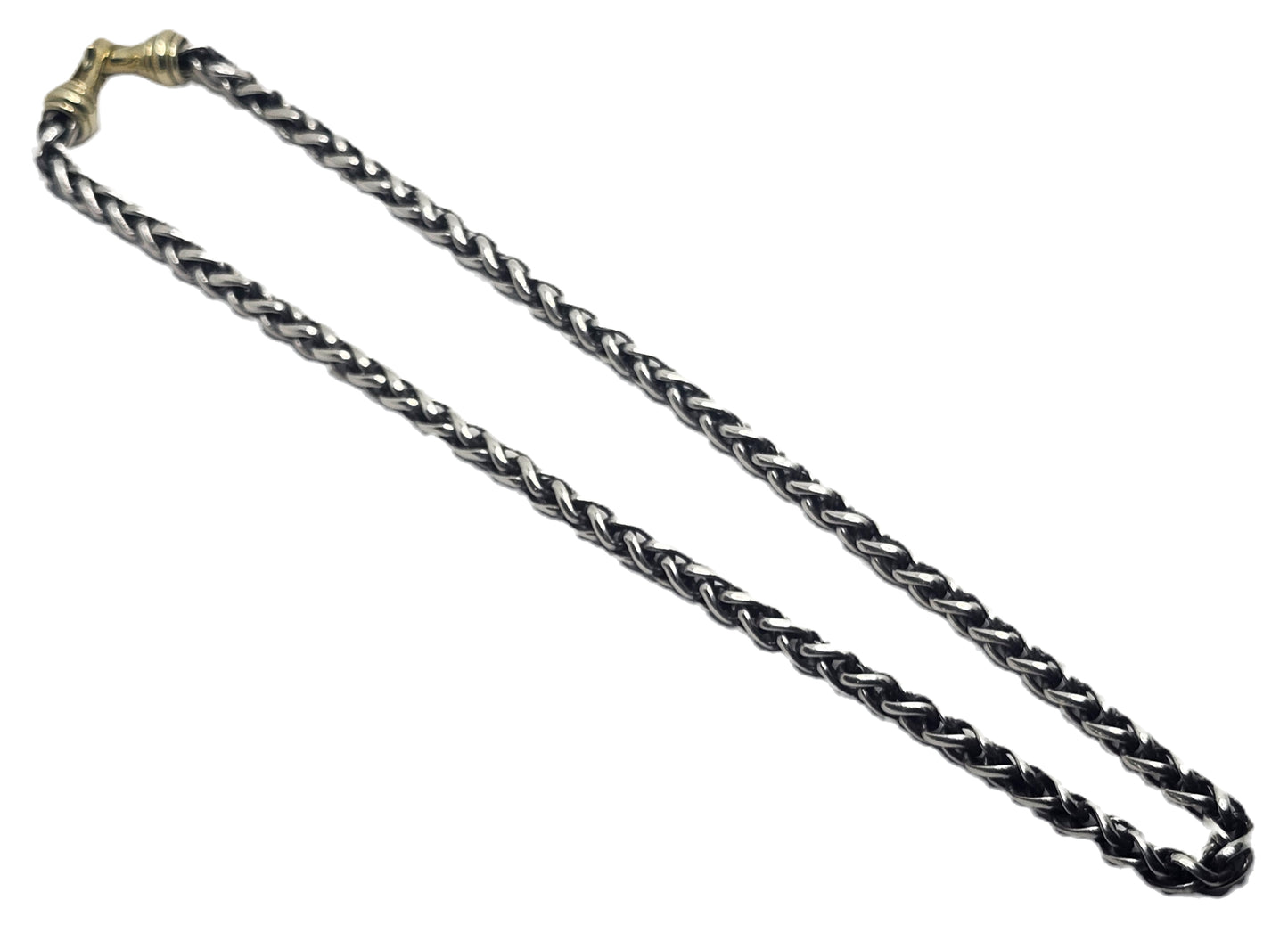 Vintage David Yurman 18" Sterling Silver Wheat Necklace with 14K Gold Clasp image 1