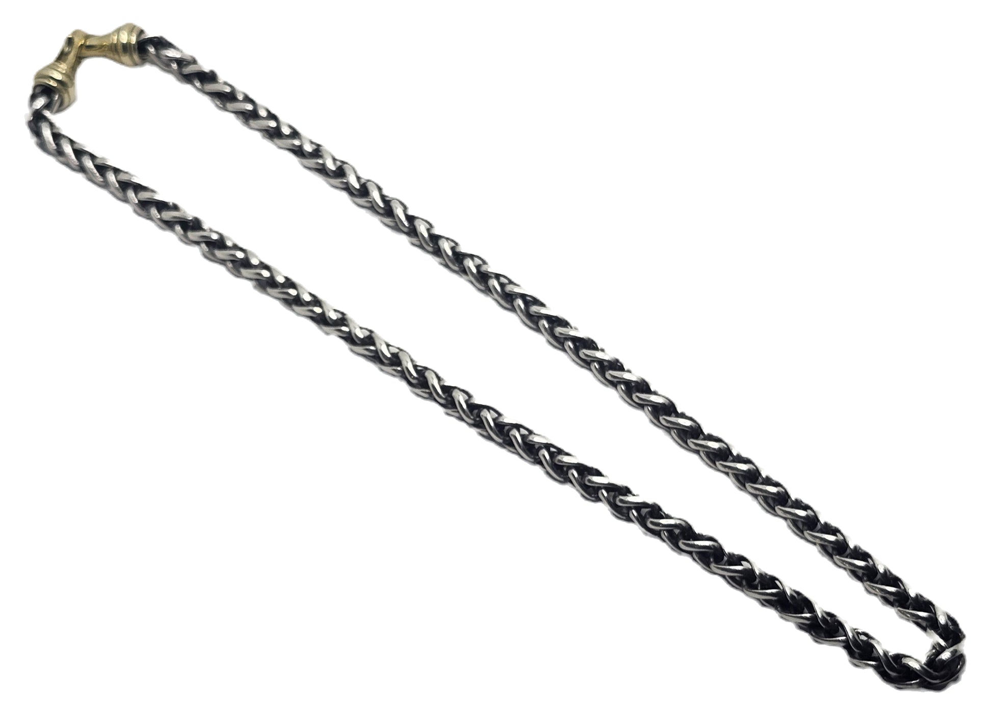 Vintage David Yurman 18" Sterling Silver Wheat Necklace with 14K Gold Clasp image 1