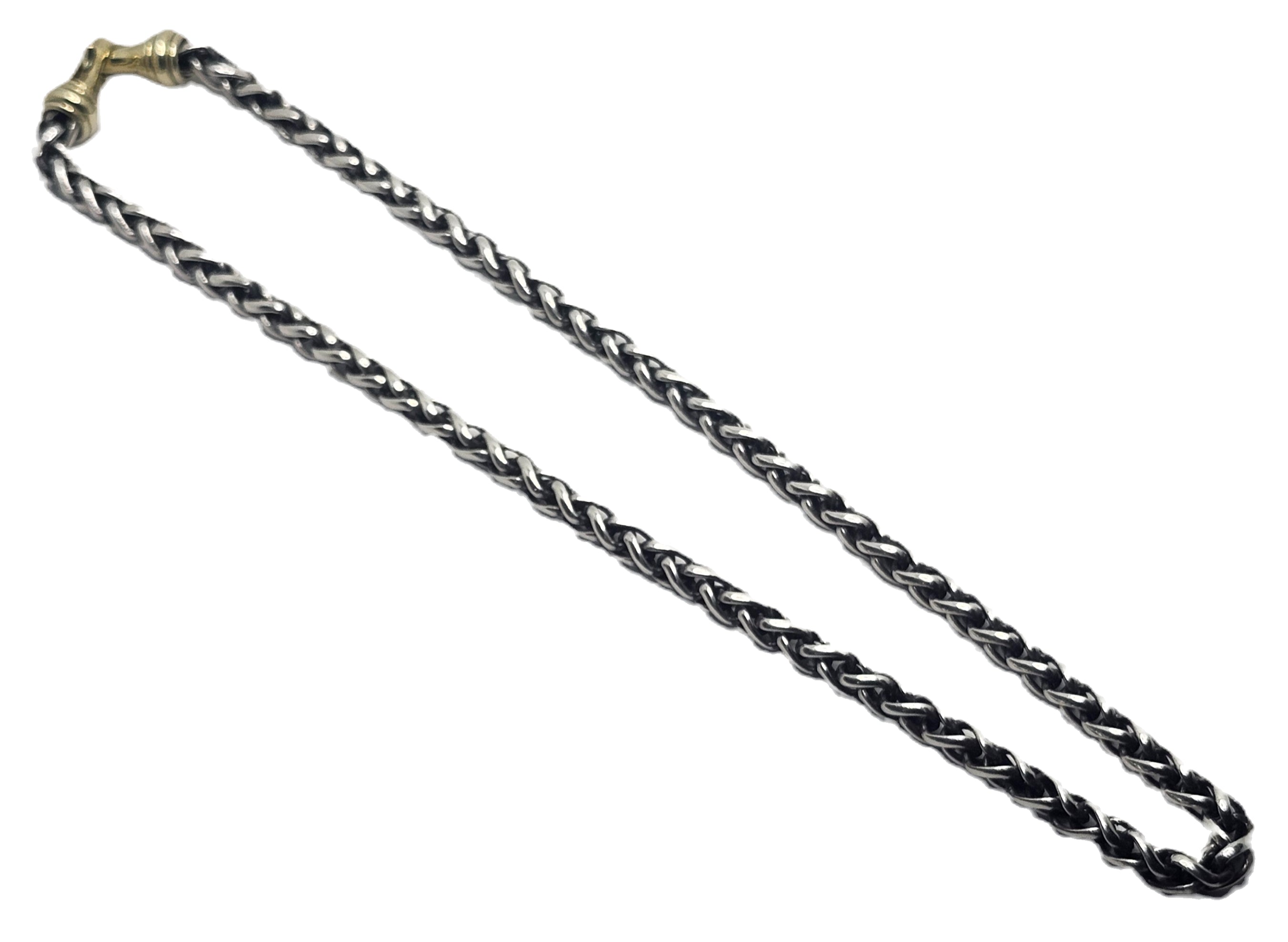 Vintage David Yurman 18" Sterling Silver Wheat Necklace with 14K Gold Clasp image 1