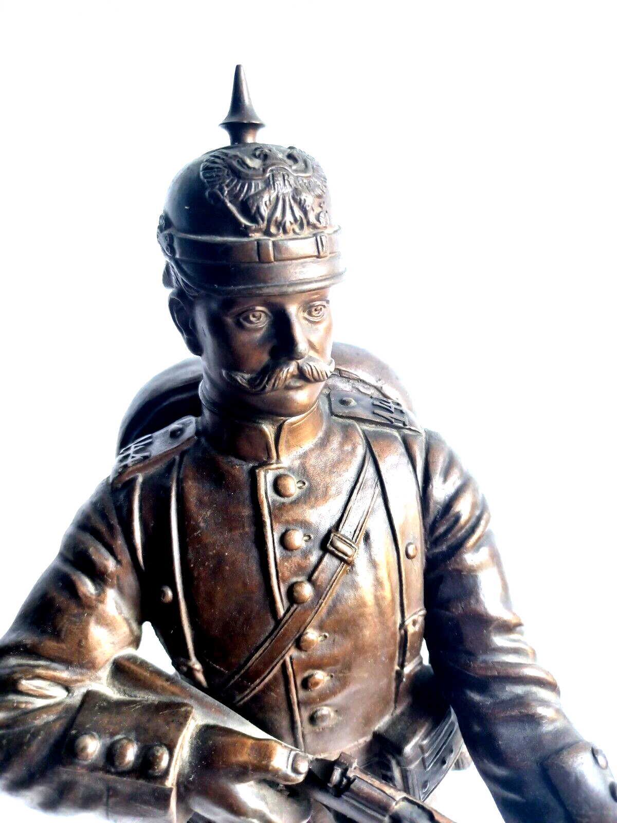 Antique Early 20th Century WWI German Soldier Bronze Sculpture Statue Signed image 1