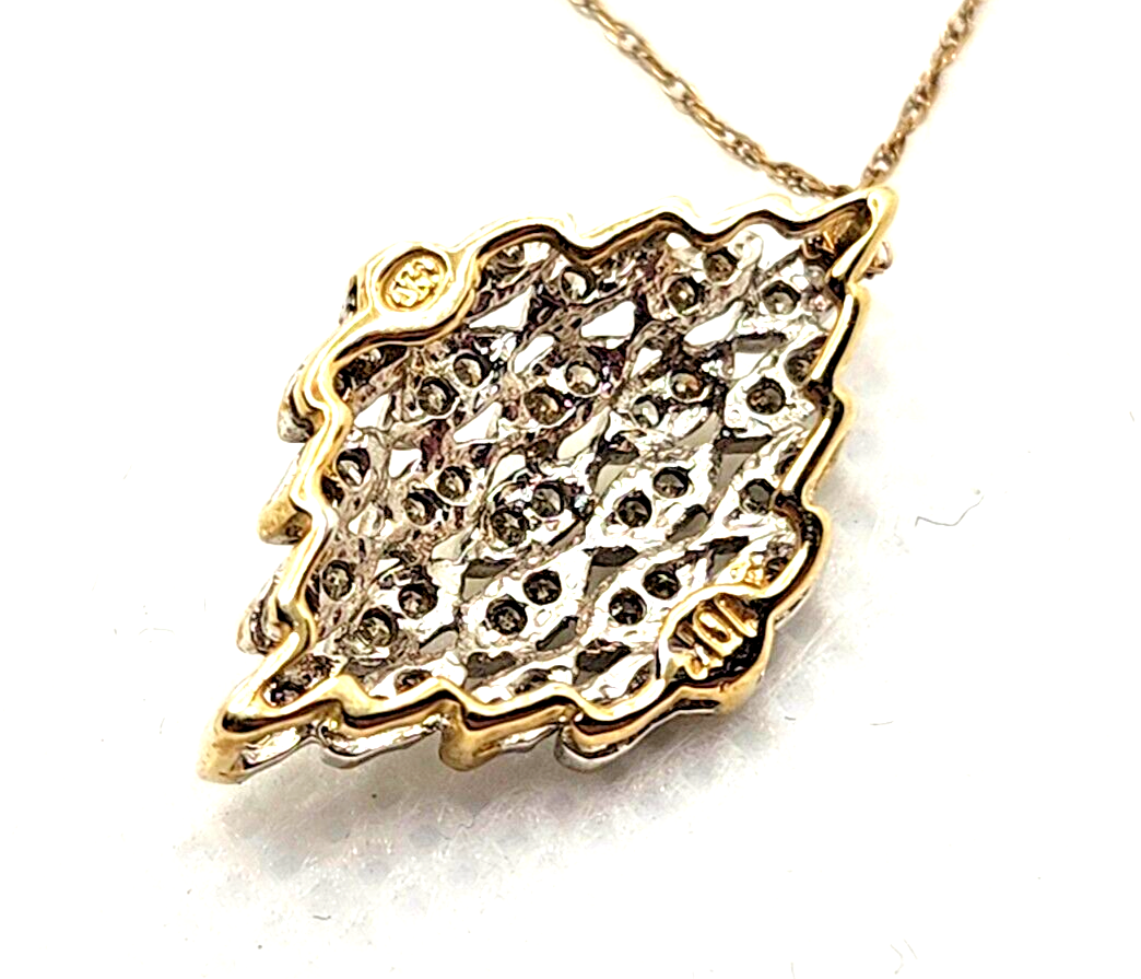 Vintage Chic 1ct Diamond Cluster 10k Yellow Gold Pendant Necklace image 7