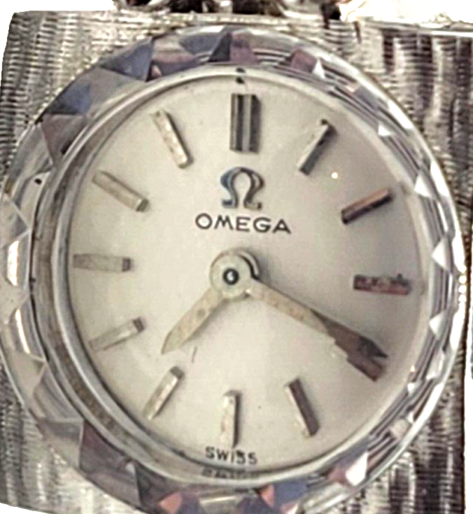 Vintage Ladies Omega 14k White Gold & Diamonds Wrist Watch image 2