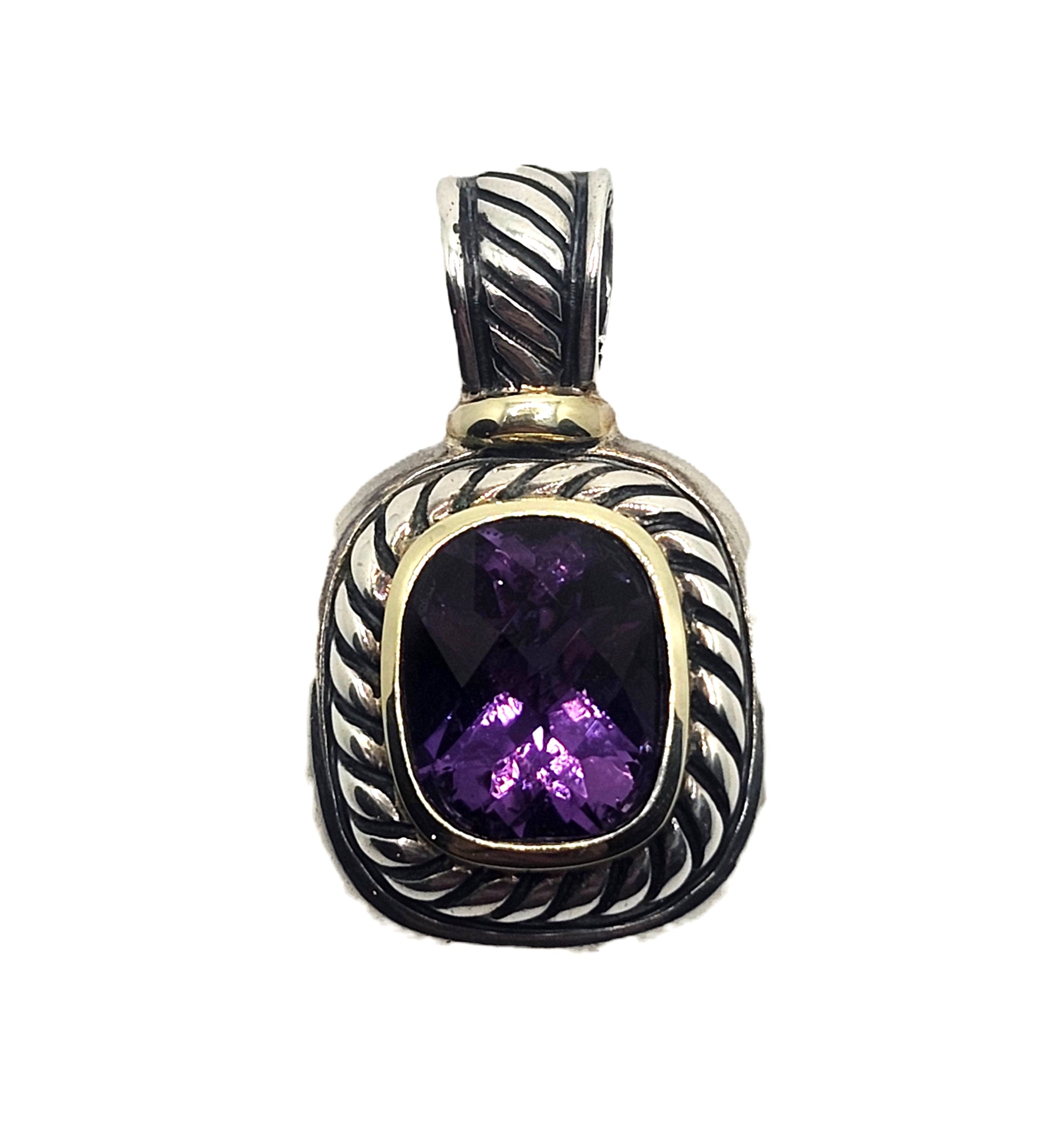 Vintage David Yurman Amethyst Albion Sterling & 14K Enhancer image 1
