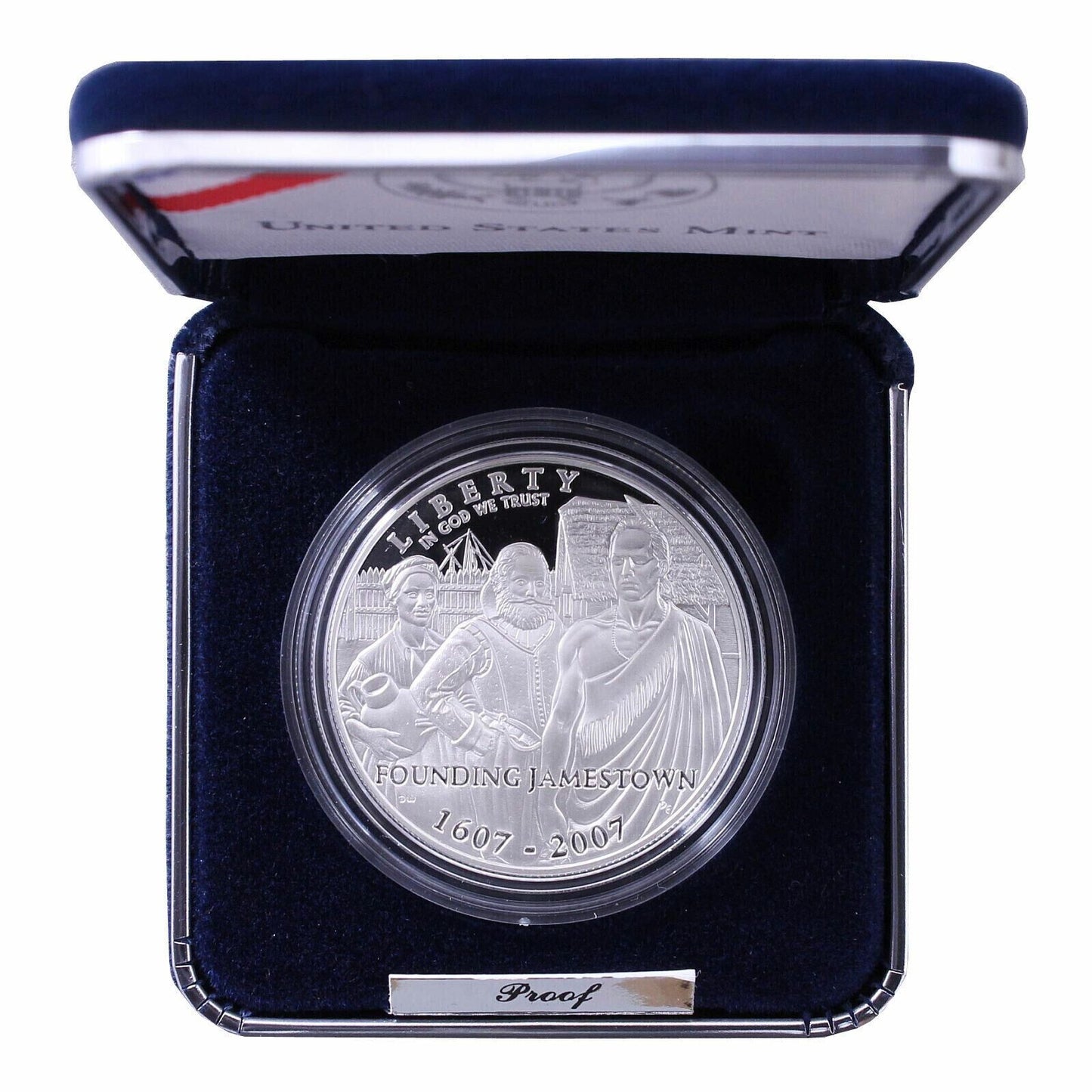 2007 P Jamestown 400th Anniversary Proof 90% Silver Dollar US Coin image 1