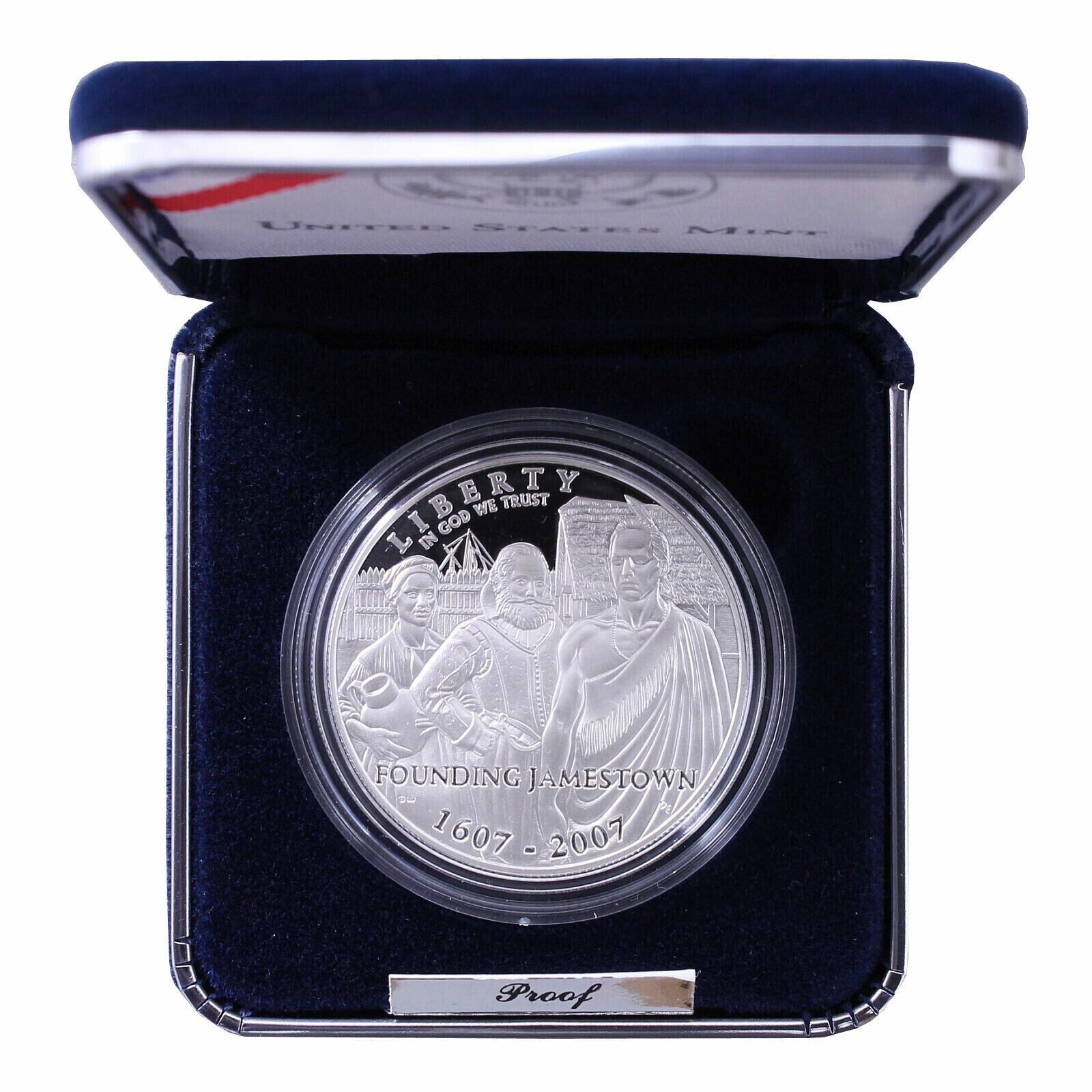 2007 P Jamestown 400th Anniversary Proof 90% Silver Dollar US Coin image 1