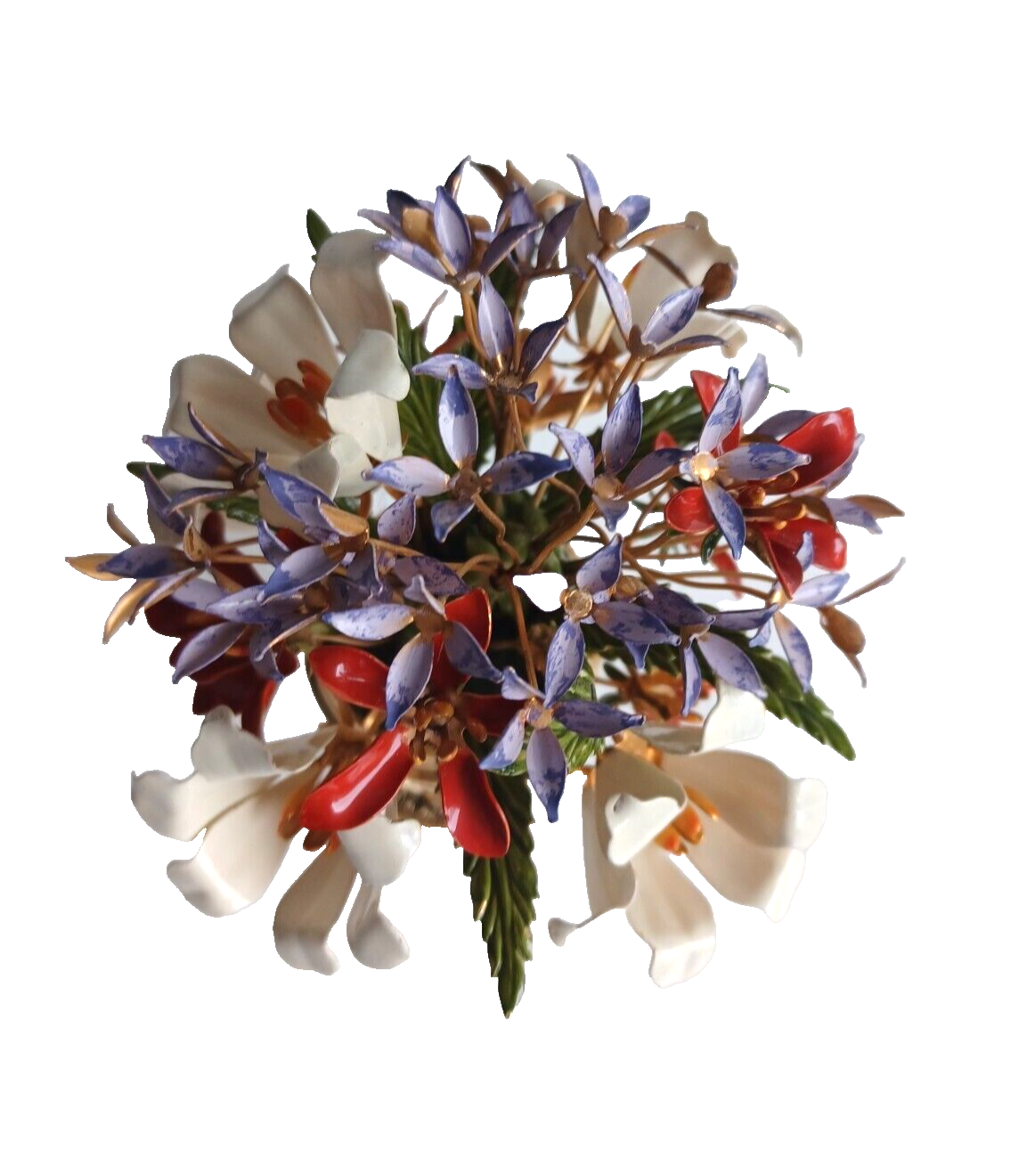 Vintage Franklin Mint Imperial Russian Bouquet Carl Faberge Brass Enamel Flowers image 5