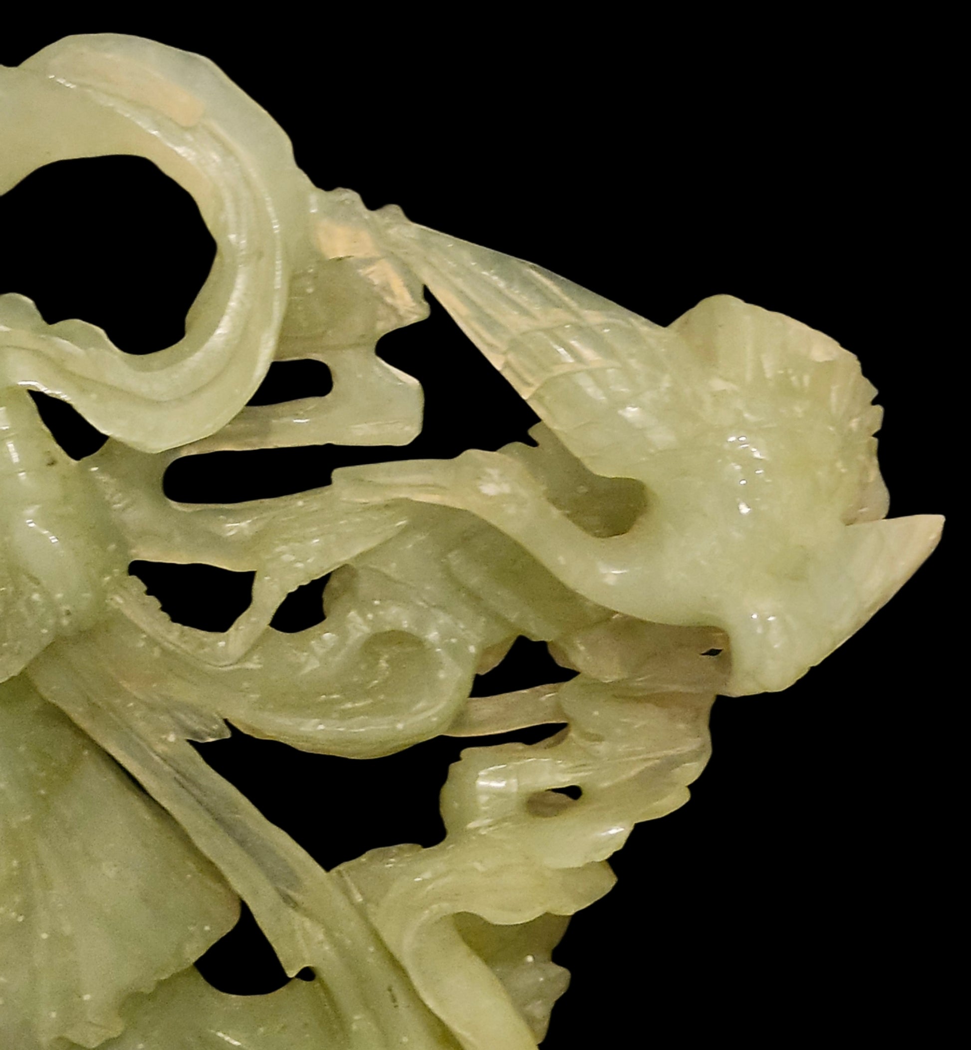 Vinatge Carved Chinese Jade Kwan Yin Geisha Statue w/ Wood Base image 4