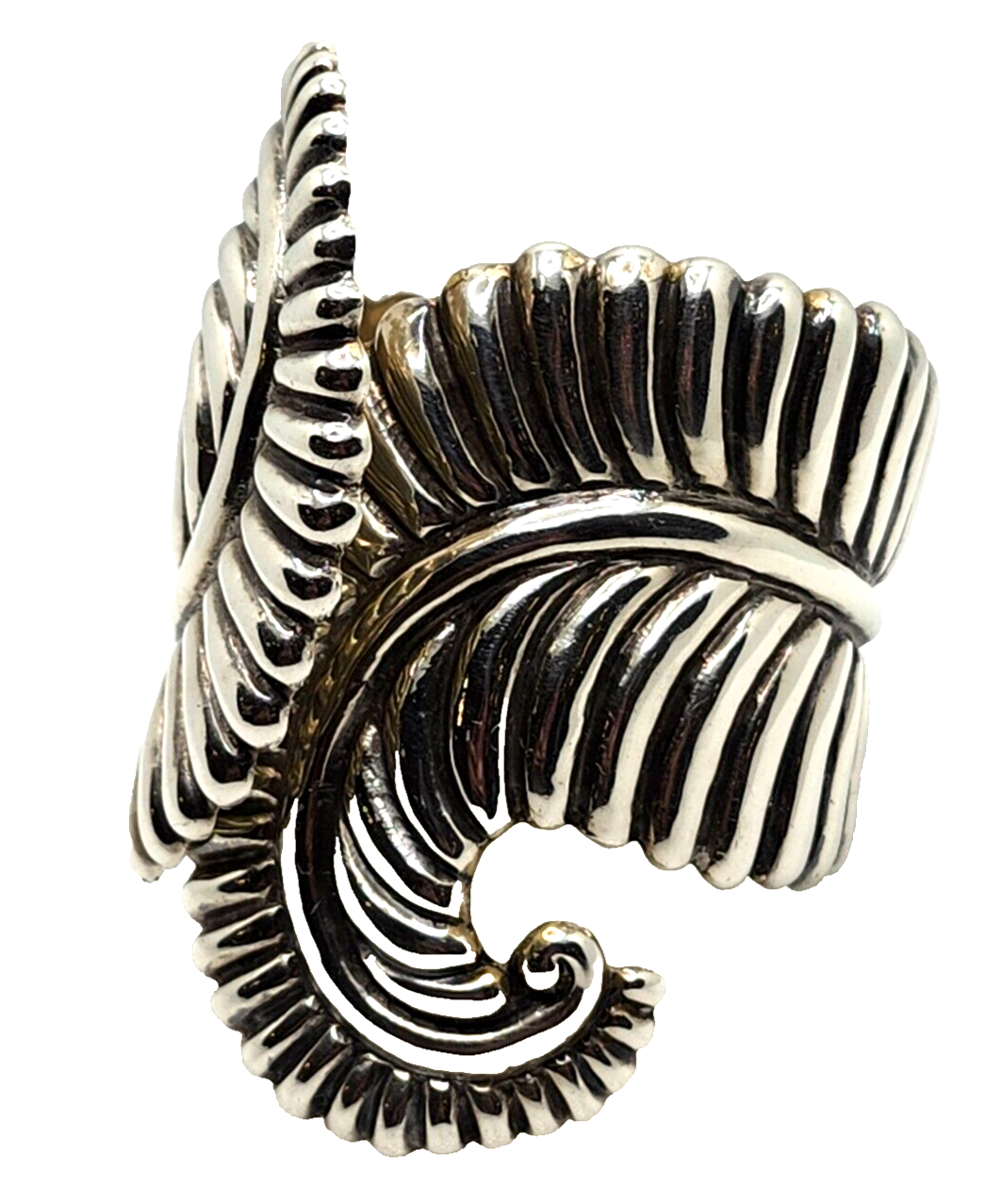 Vintage Taxco Mexican 925 Sterling Silver Clamper Fern Leaf Cuff Bracelet image 2