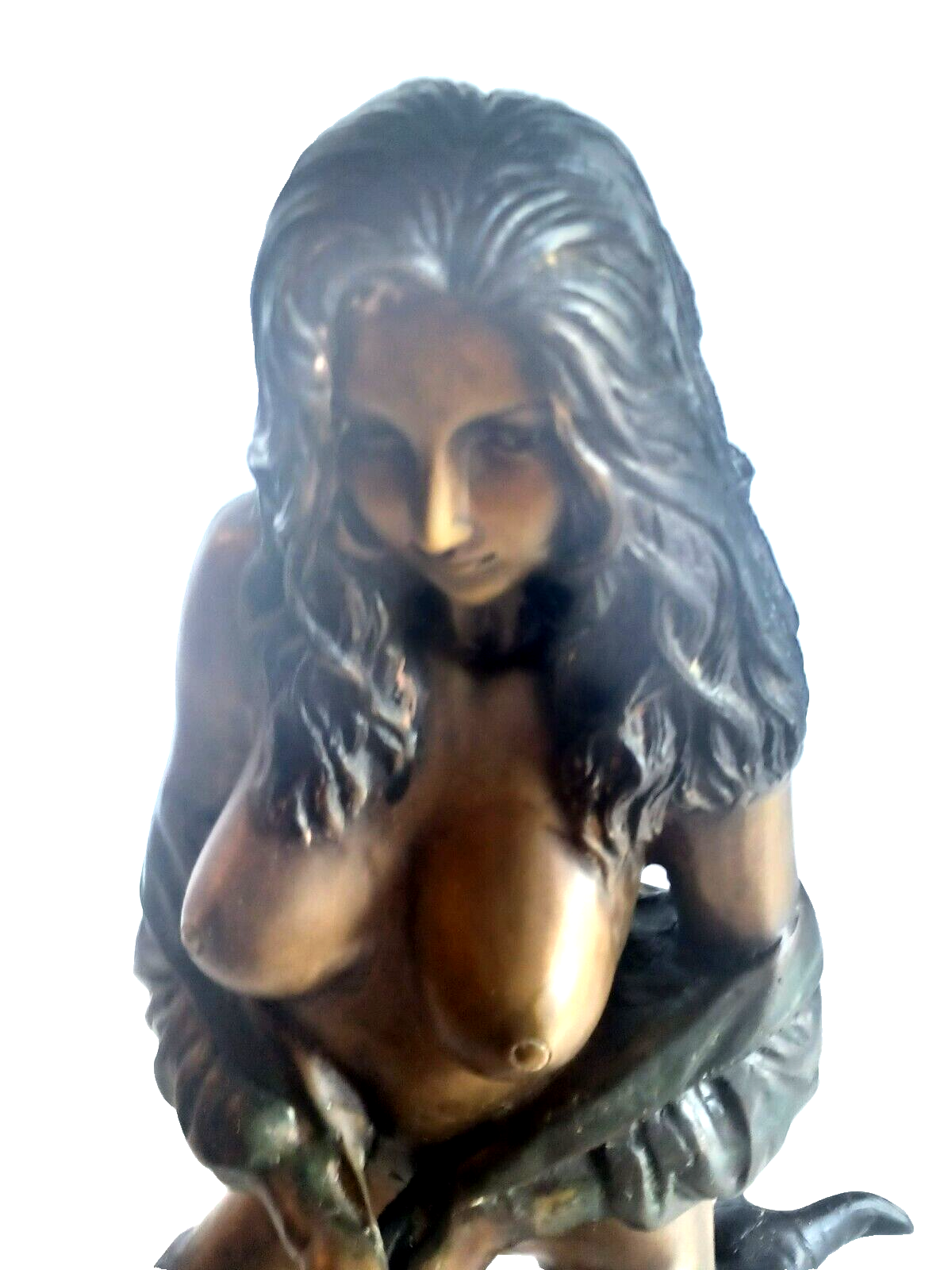 RARE Raoul Larche Detailed Bronze Sculpture of a Kneeling Nude Woman image 4