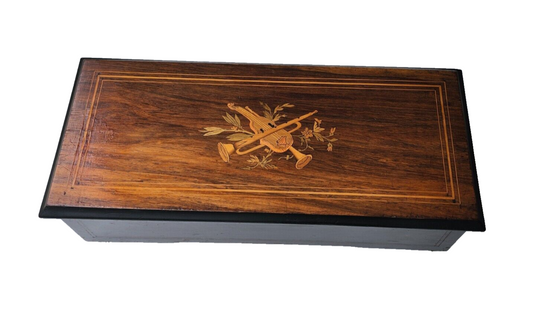 Antique M F 1840 Swiss Marque De Fabrique Cylinder Hand Crank 8 Airs Music Box image 0