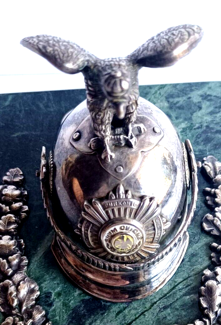 Prussian Regiment Corps Officers Sterling Silver Parade Helmet Iron Cross Award image 1