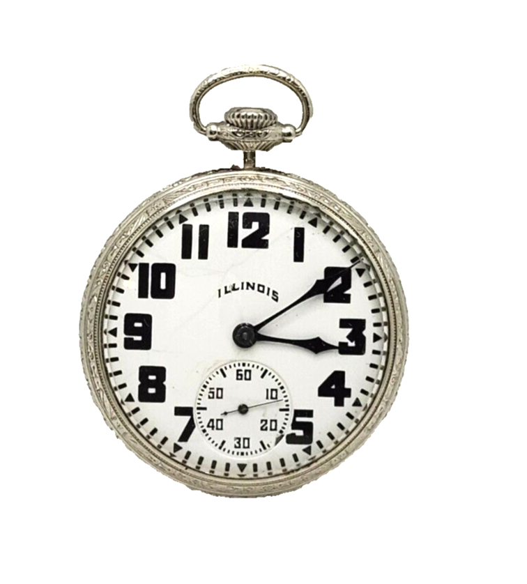 Antique 1923 Illinois Watch Co. Bunn 19j White Gold Filled Pocket Watch 16s image 0