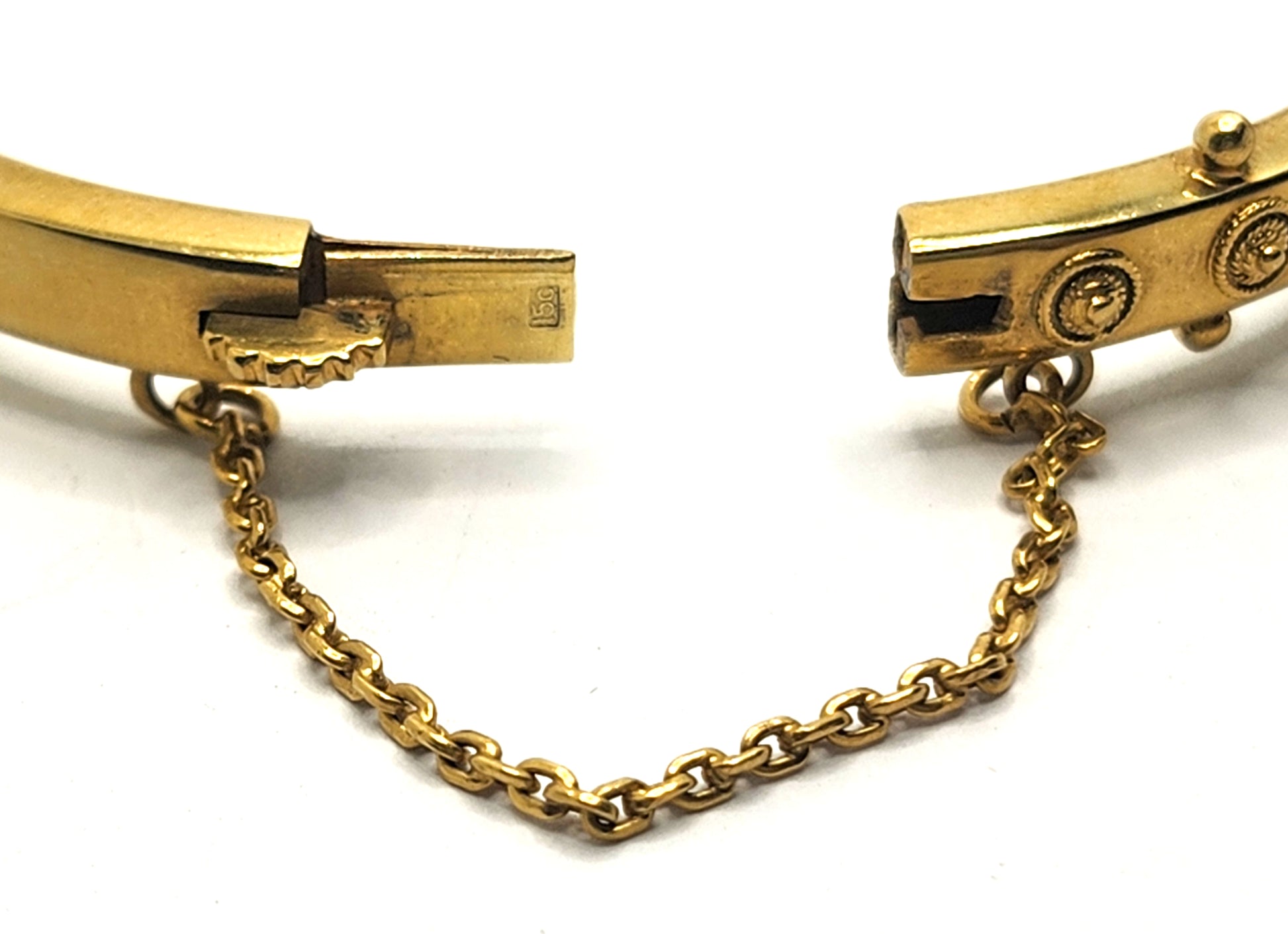 Antique Victorian Emerald & Diamond 15k Yellow Gold Bangle Bracelet image 8