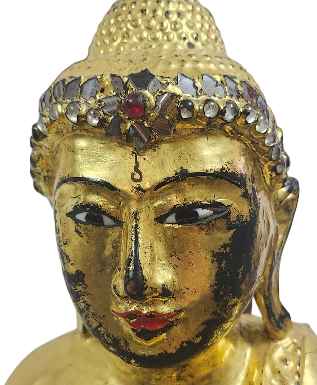 Antique 19th Century Burmese Wooden Sculpture of Mandalay Buddha Statue image 2
