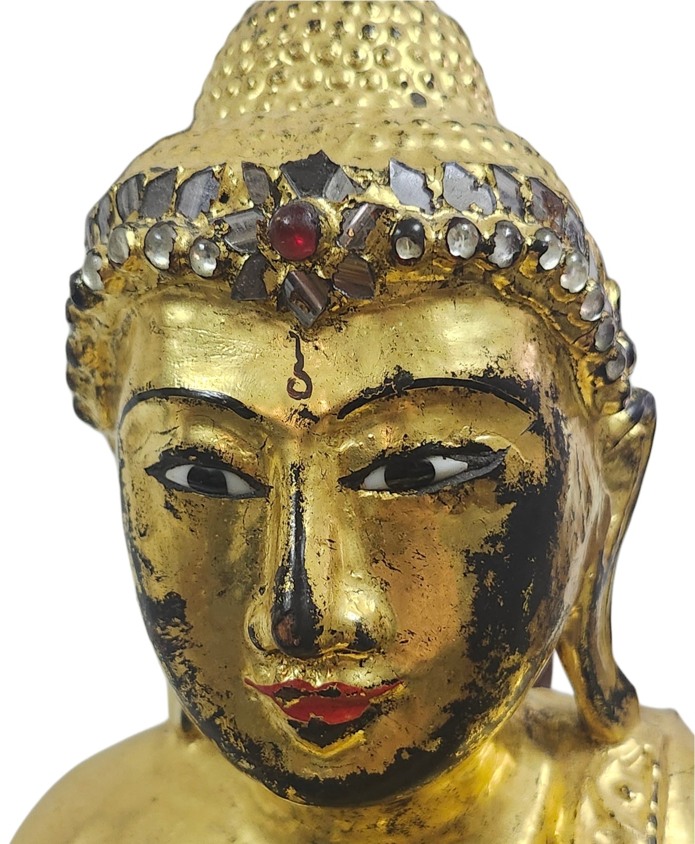 Antique 19th Century Burmese Wooden Sculpture of Mandalay Buddha Statue image 2