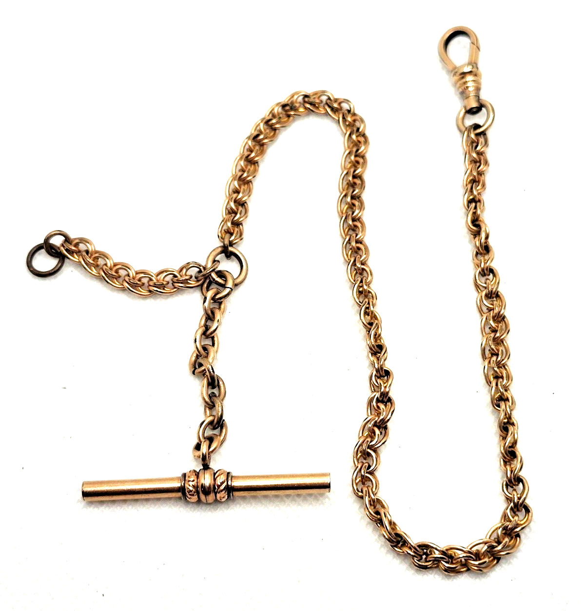 Antique Victorian RFS & Co Rose Gold Filled Pocket Watch Fob Chain w/ T-bar image 0