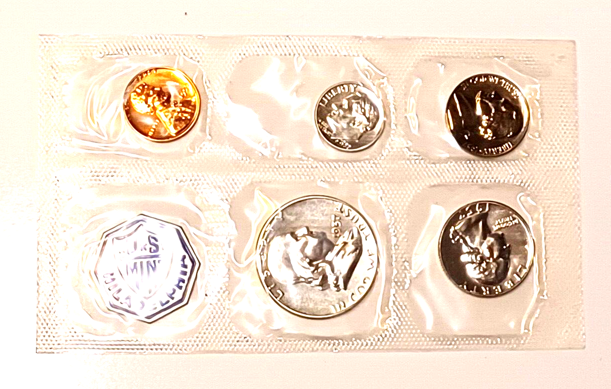 1957 U.S. Mint SILVER PROOF Set in Original Envelope image 1