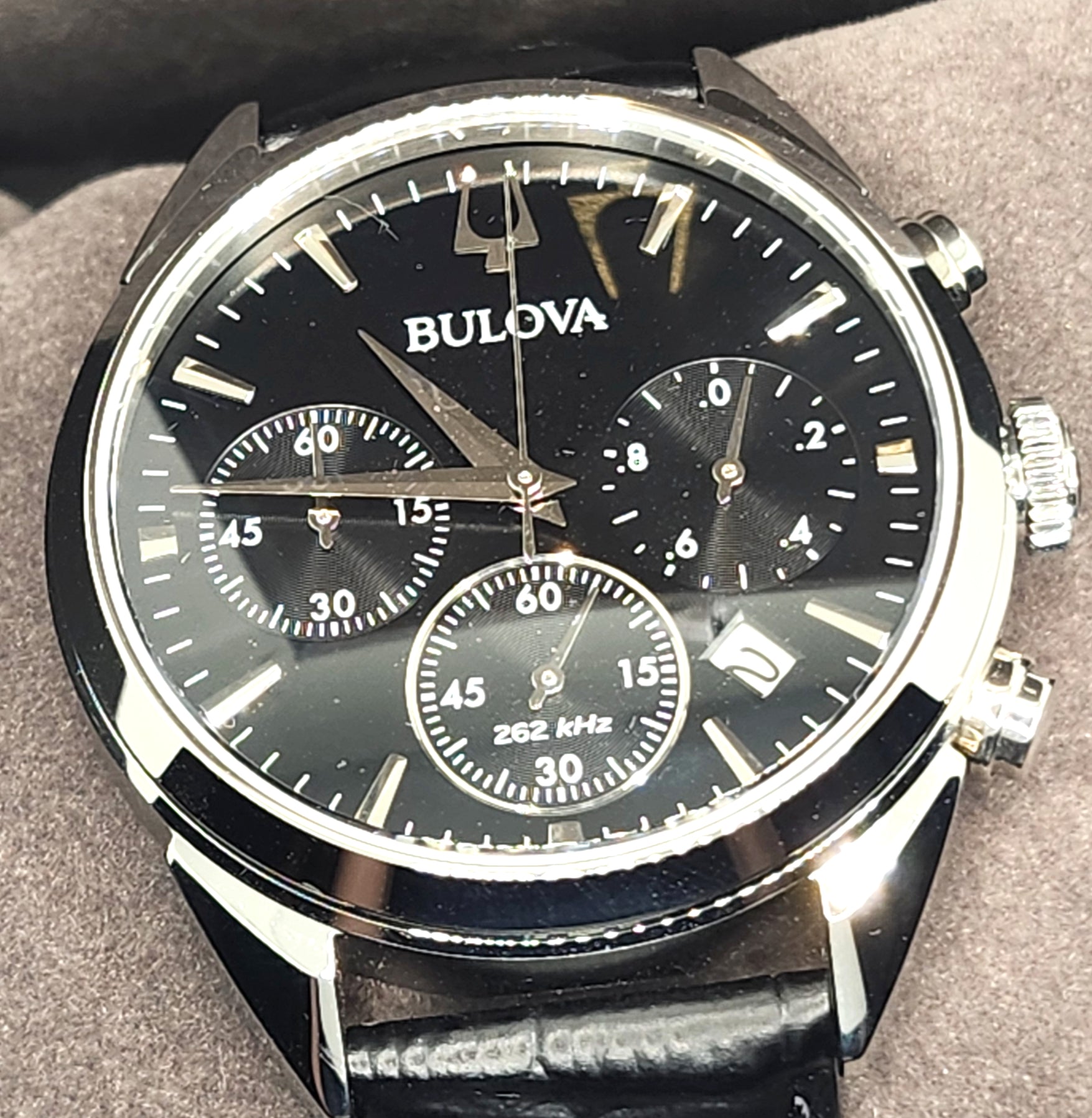 NEW! Bulova Men's Classic Precision Chronograph Black Leather Watch 42 MM image 1