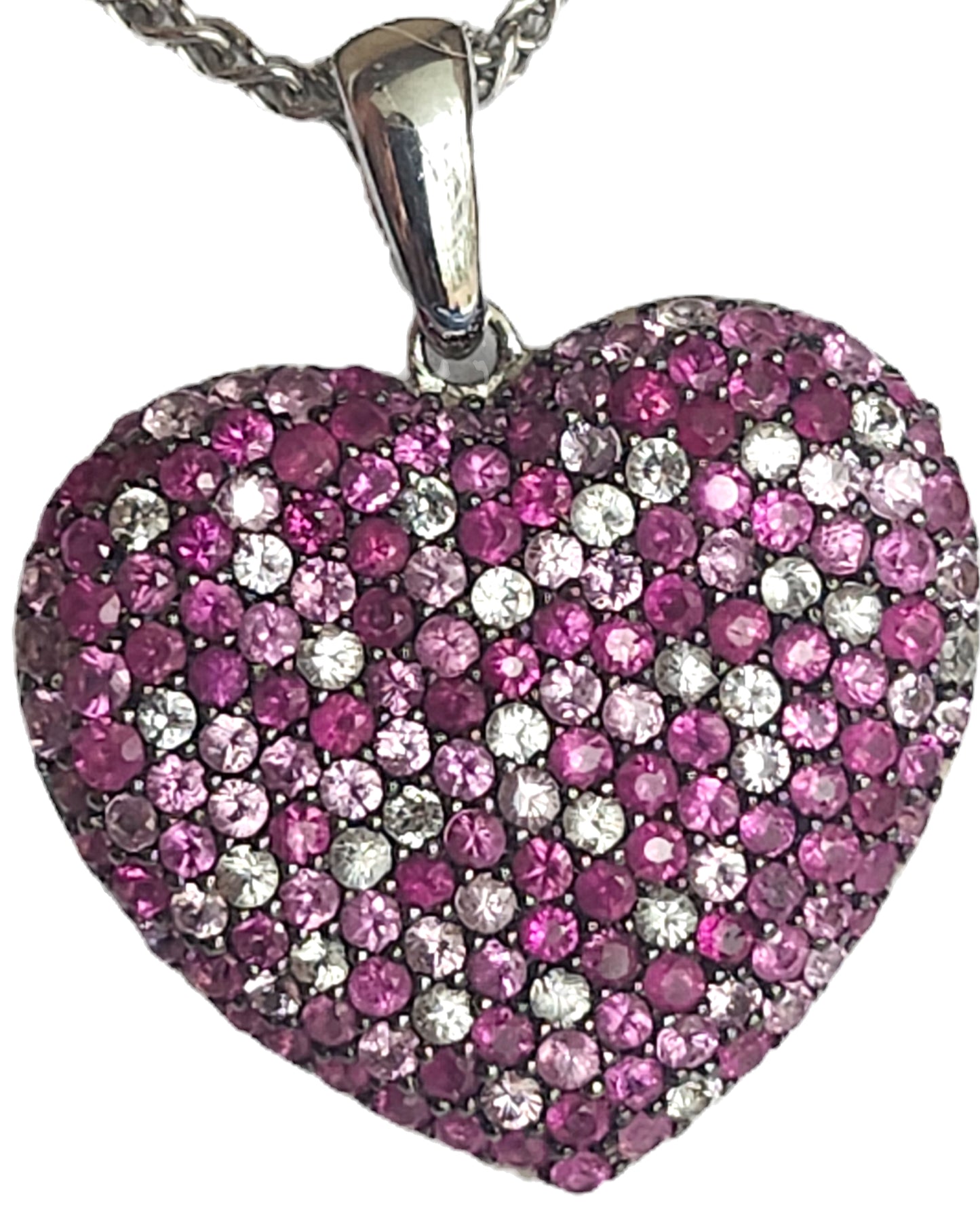 EFFY Sterling Silver & Pink Sapphire Splash Heart Pendant Necklace image 4