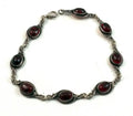 Vintage Sterling Silver & Dark Amber Link Tennis Bracelet 8" Long image 0