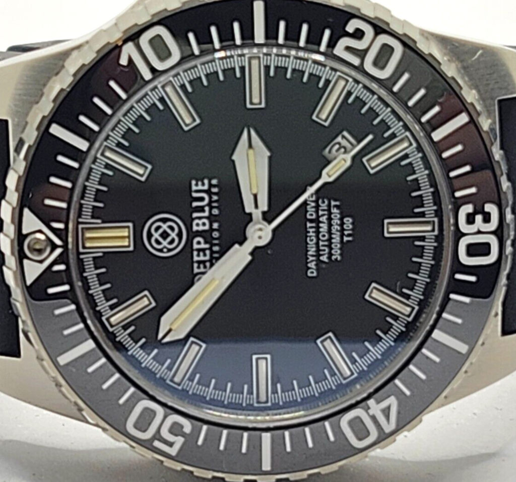 NEW! Deep Blue Daynight 65 T-100 Tritium Automatic Men's Dive Watch w/ 2 bands image 3
