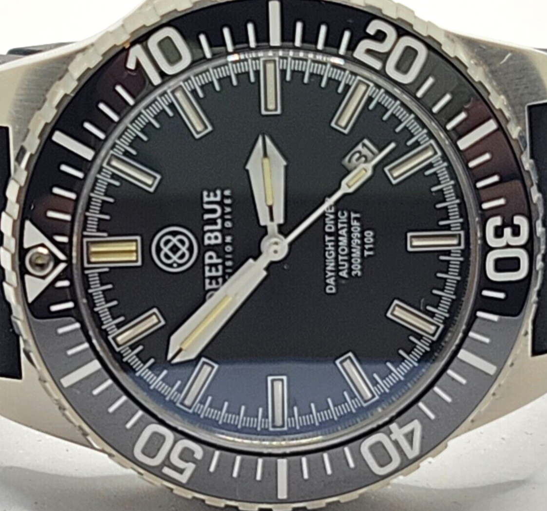 NEW! Deep Blue Daynight 65 T-100 Tritium Automatic Men's Dive Watch w/ 2 bands image 3