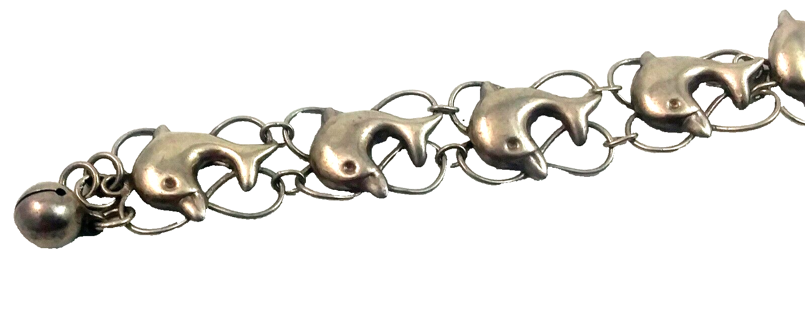 Gorgeous Sterling Silver Dolphin Link Bracelet 7.25" Long image 1