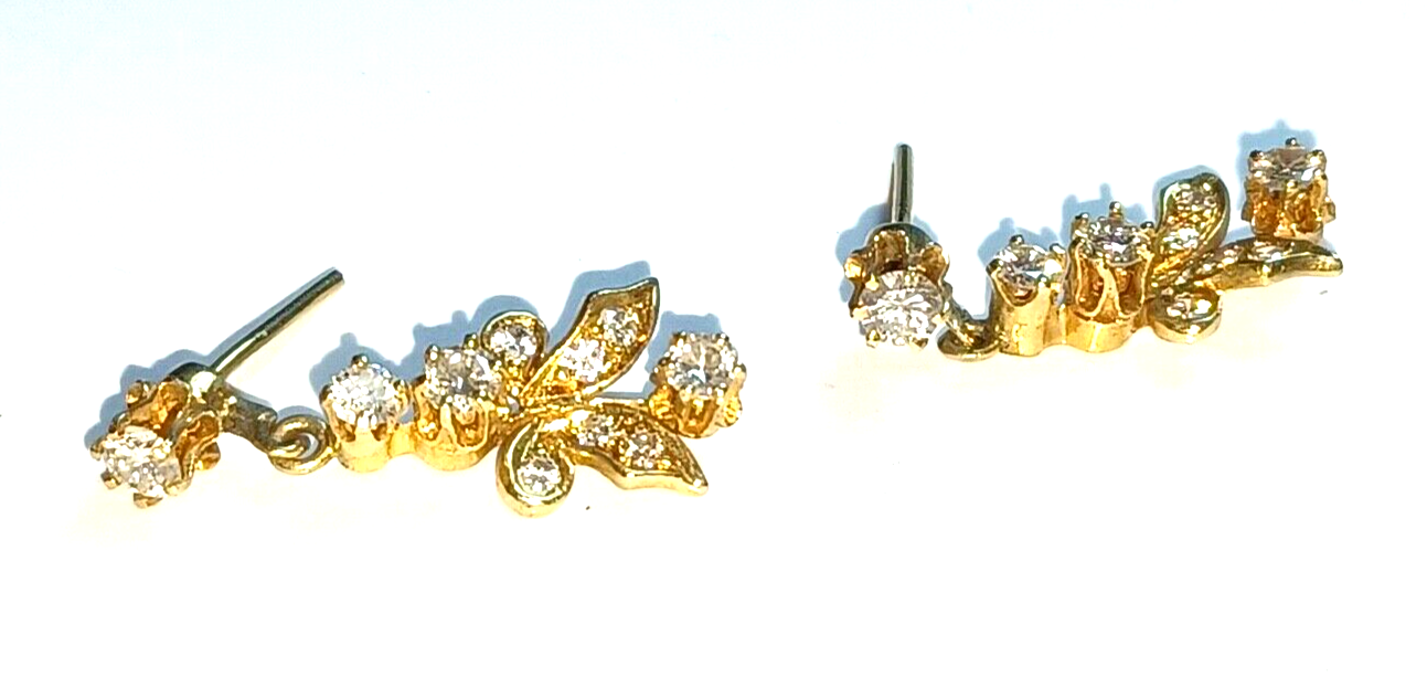 Antique Natural 1.5cttw Diamond & 14k Gold Dangle Drop Earrings image 5