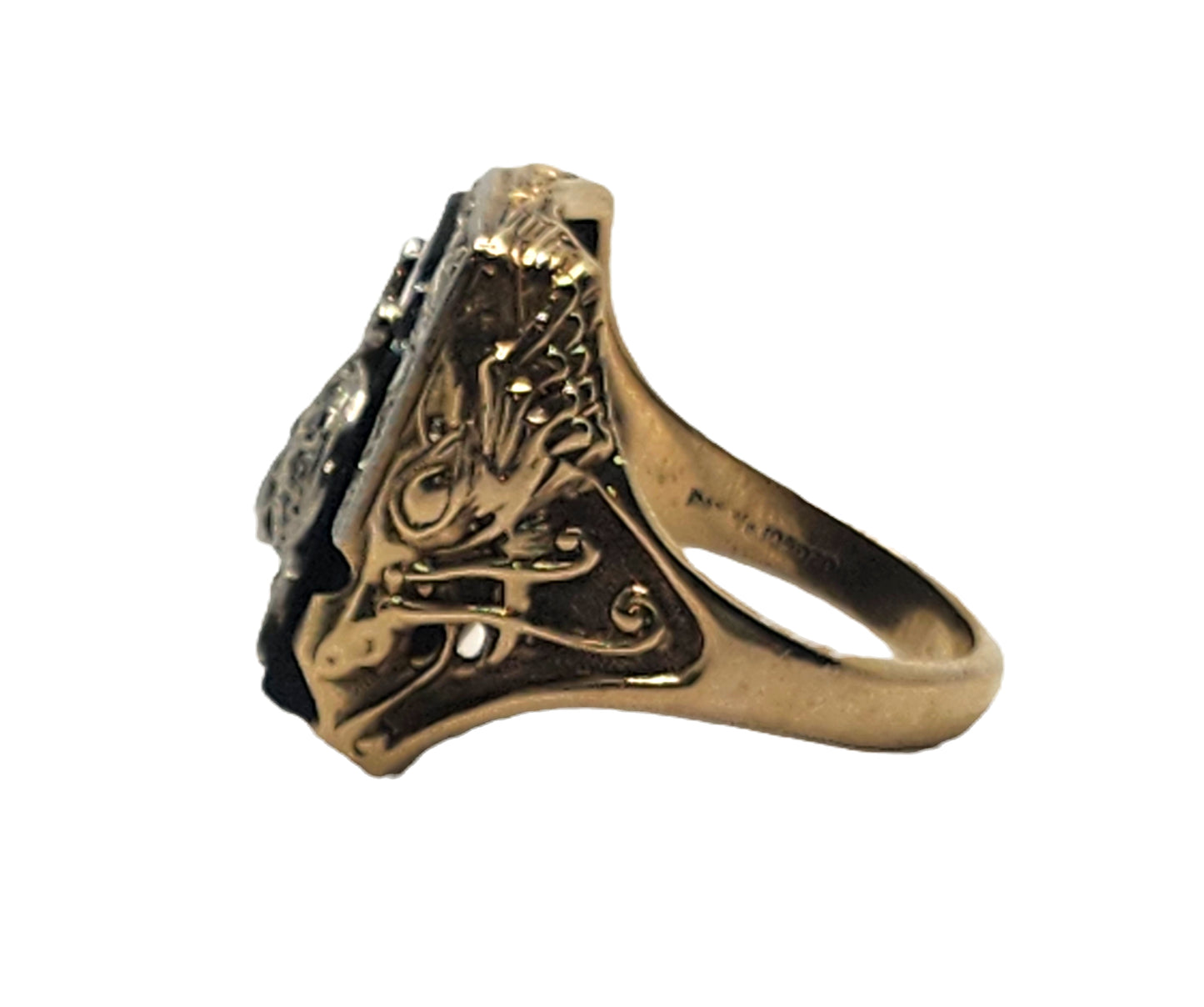 Vintage Men's Shriners Masonic Diamond Onyx & 10k Gold Ring image 6