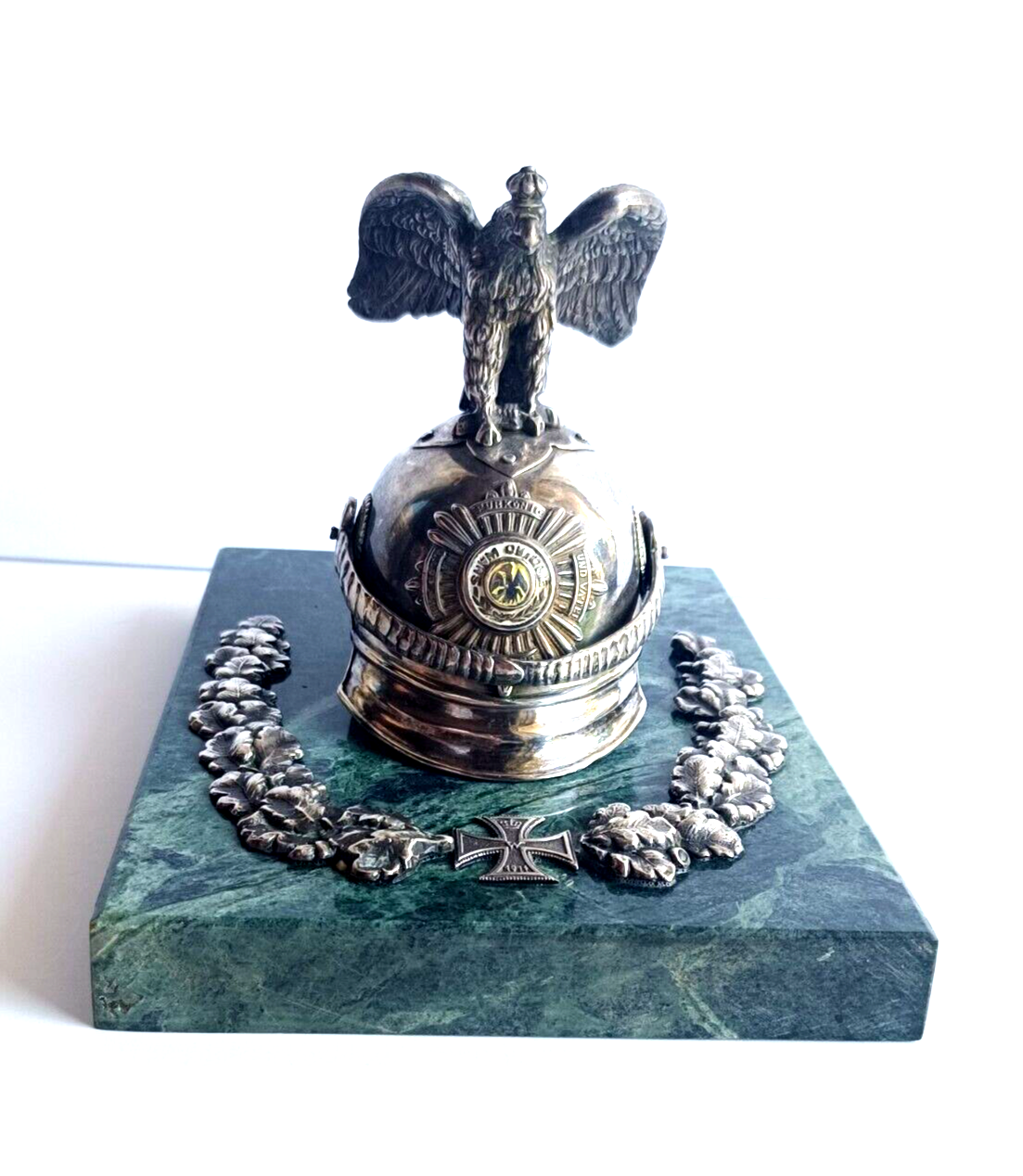 Prussian Regiment Corps Officers Sterling Silver Parade Helmet Iron Cross Award image 0