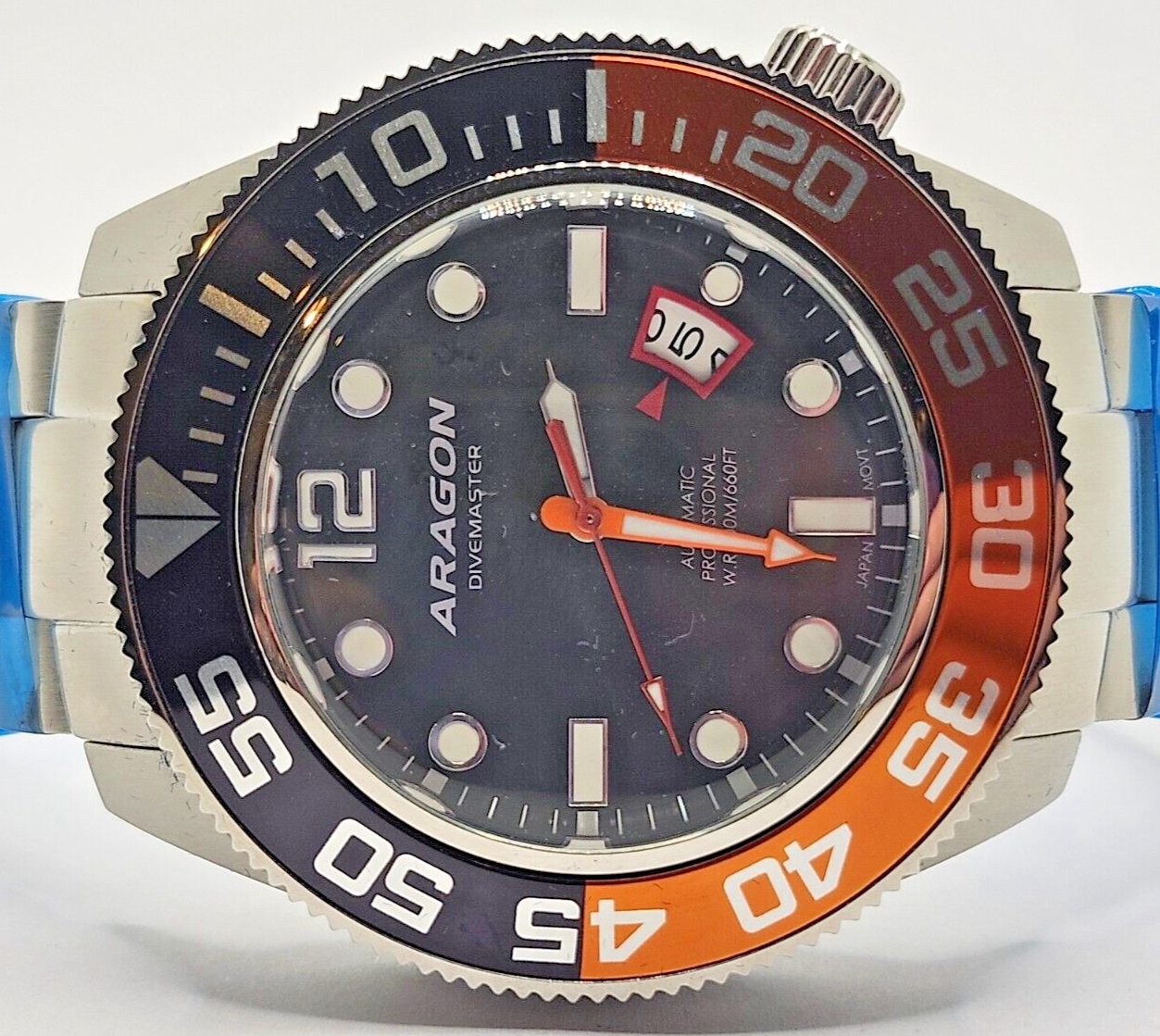NEW! Aragon A336 Divemaster III Automatic NH35 Men's Watch ~ Black / Orange Dial image 2