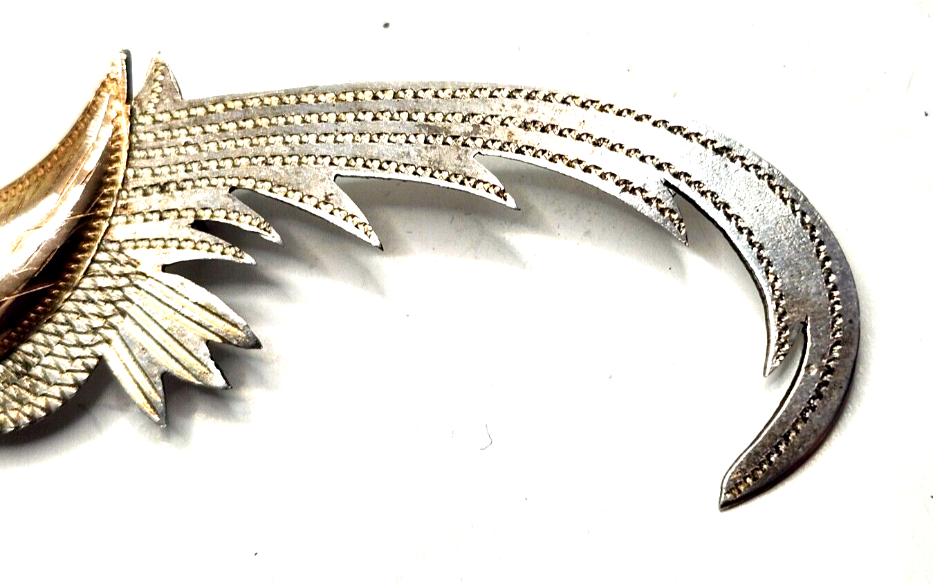 Vintage Guatemala 900 Sterling Silver & Gold Quetzal Tropical Bird Brooch Pin image 4
