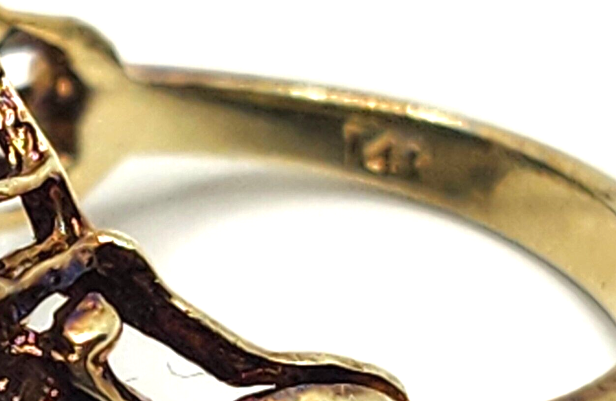 Green Zircon, Diamond Halo & Enamel Scroll Fleur-de-Lis 14k Gold Cocktail Ring image 15