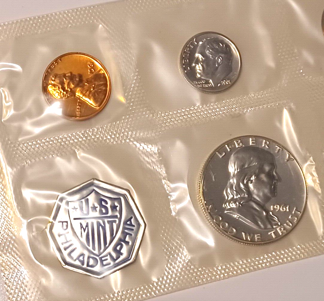 1961 U.S. Mint SILVER PROOF Set in Original Envelope image 2