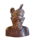 Antique African Woman Wood Carved Tribal Bust Headpiece w/ Flower Sculpture image 0