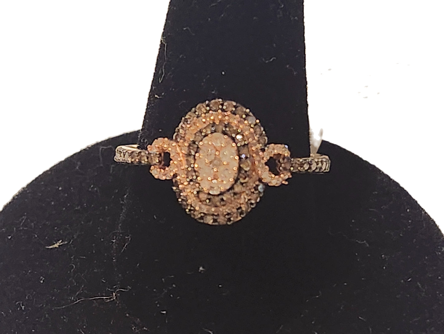 New! .47ctw Round Champagne & White Diamond 10k Rose Gold Ring image 2