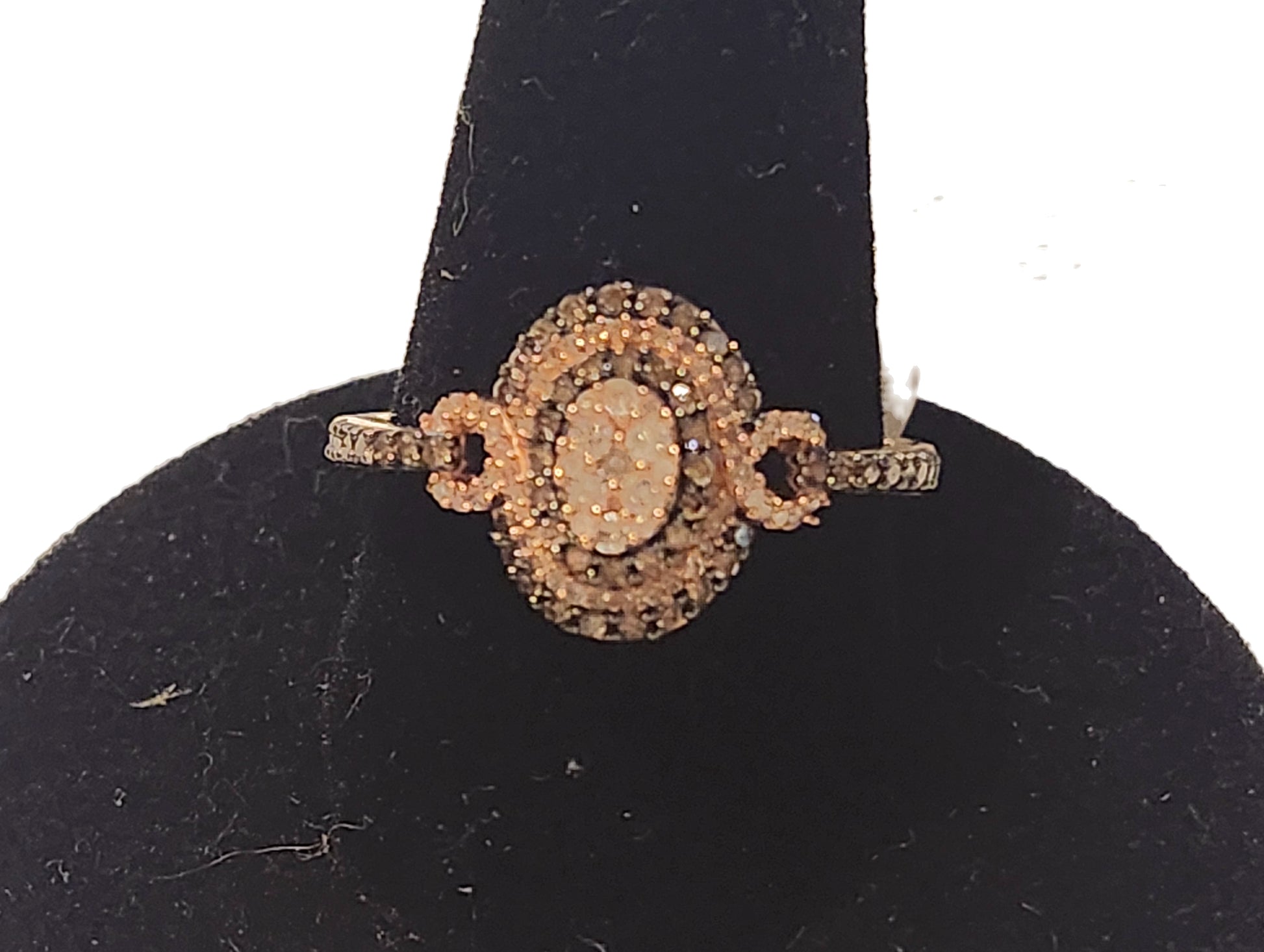 New! .47ctw Round Champagne & White Diamond 10k Rose Gold Ring image 2